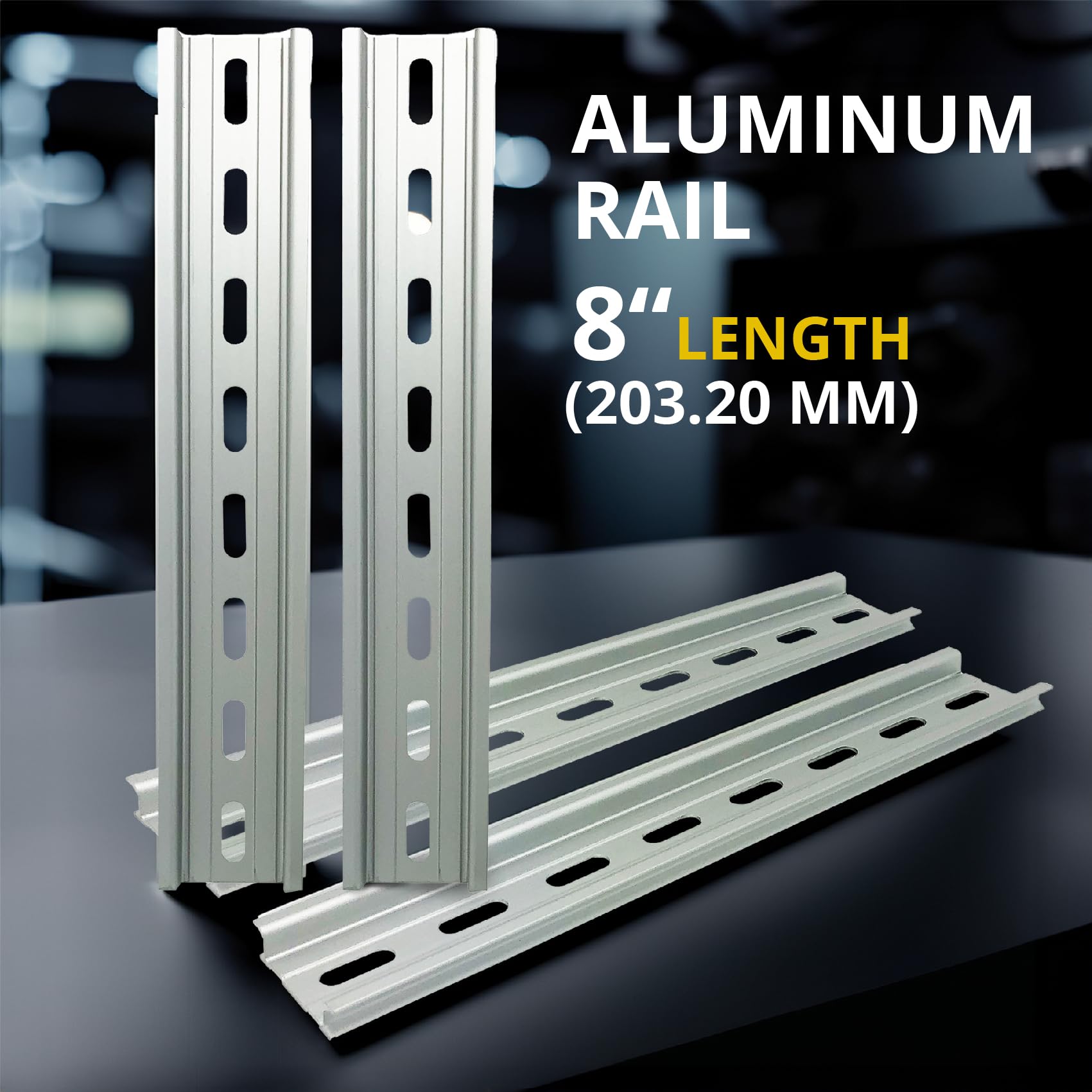 8-Piece DIN Rail Set - 35mm X 6" Slotted Steel Rails With Stainless Steel Screws For Electrical Components