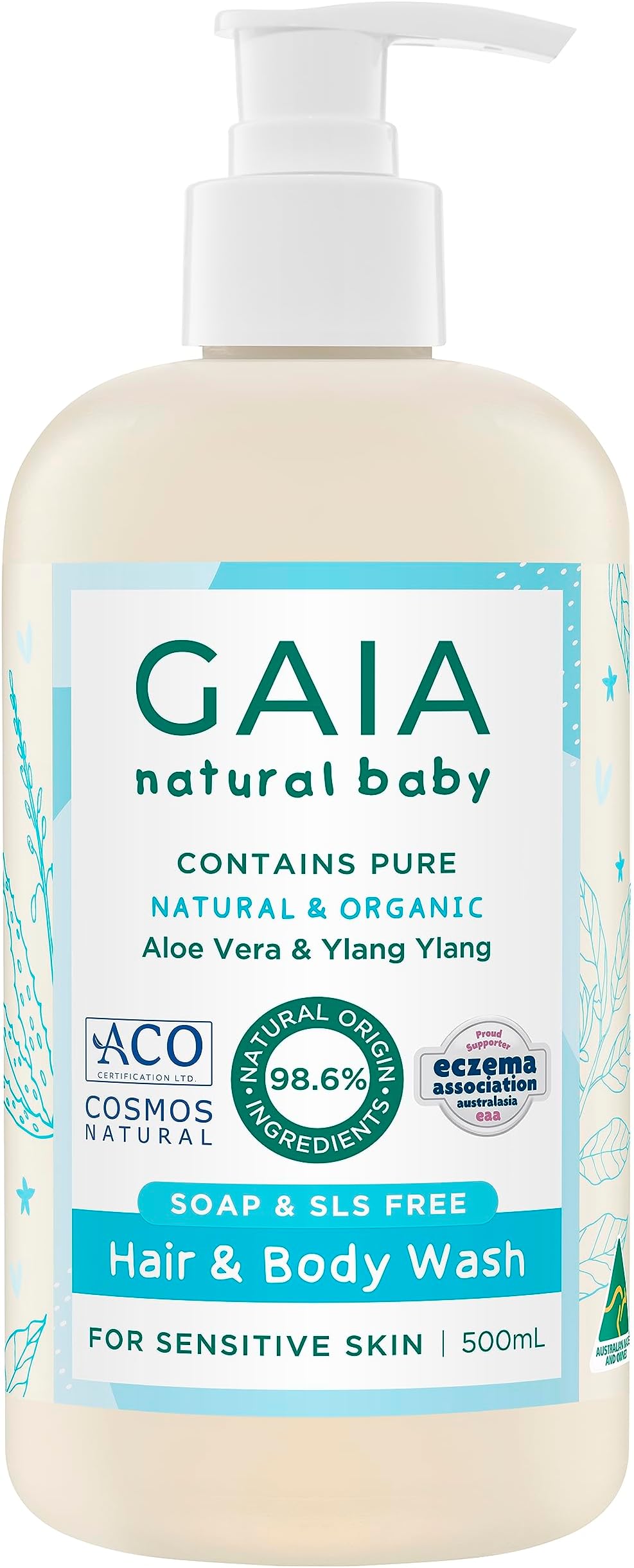 GAIA Natural Baby Hair & Body Wash Certified Natural Suitable for