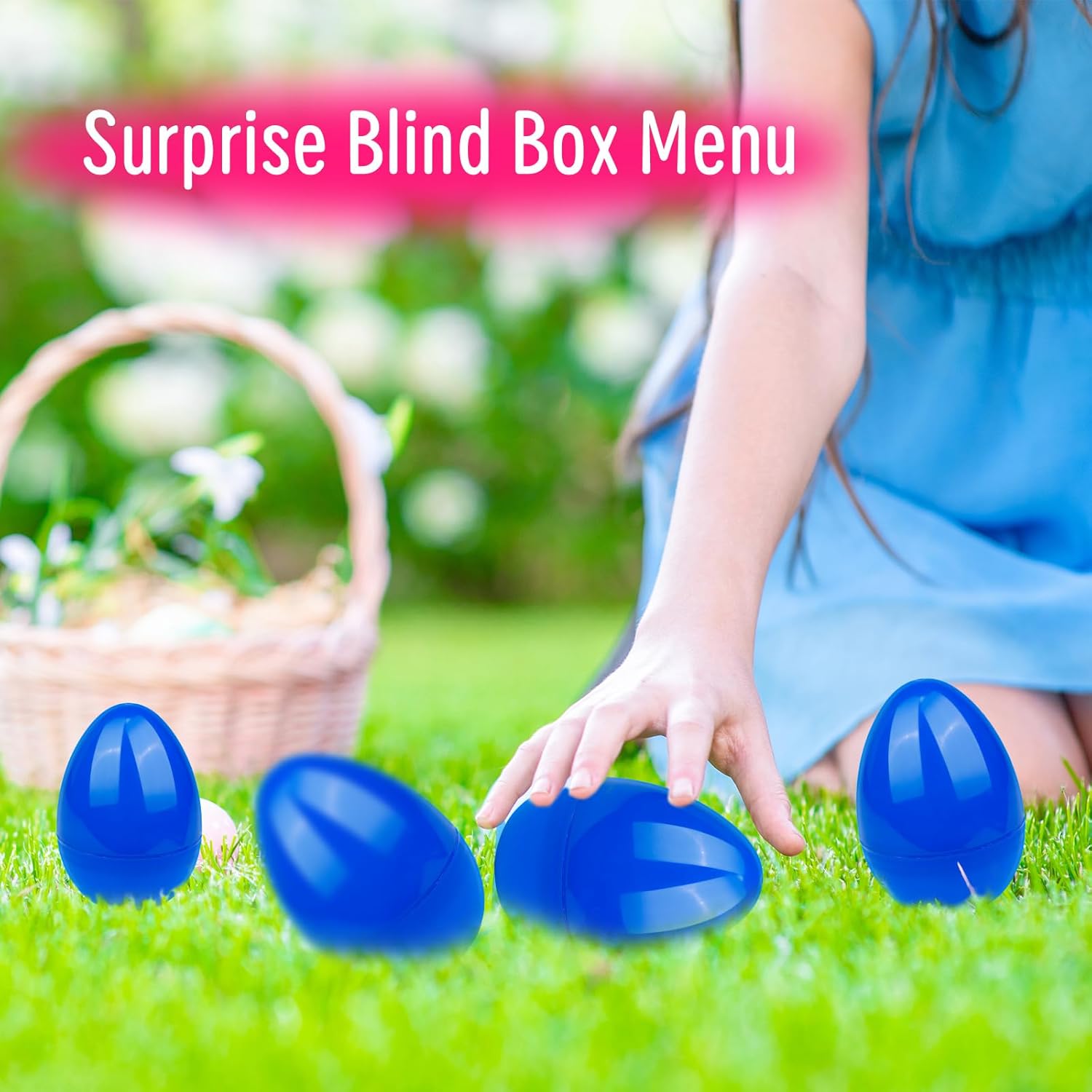 24 Pack Plastic Easter Eggs Large 3.5 Inch Empty Eggs Bulk Fillable for Easter Theme Party Favor Basket Stuffers Holiday Decoration (Blue)