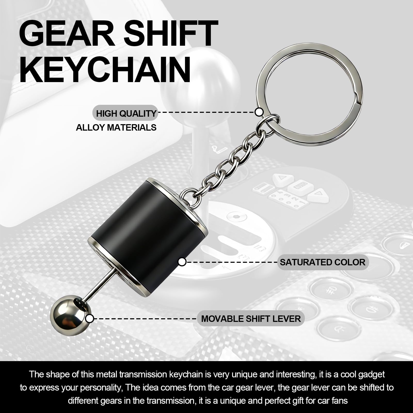 HIAHXC Gearbox Keychain,6-Speed Manual Transmission Gearbox Key Chain,Creative Gear Shifter Keychain,Stick Shift Keyring Car Fidget,Stress-Relieving Gear Shift Fidget Toy,Car Accessories — view 5