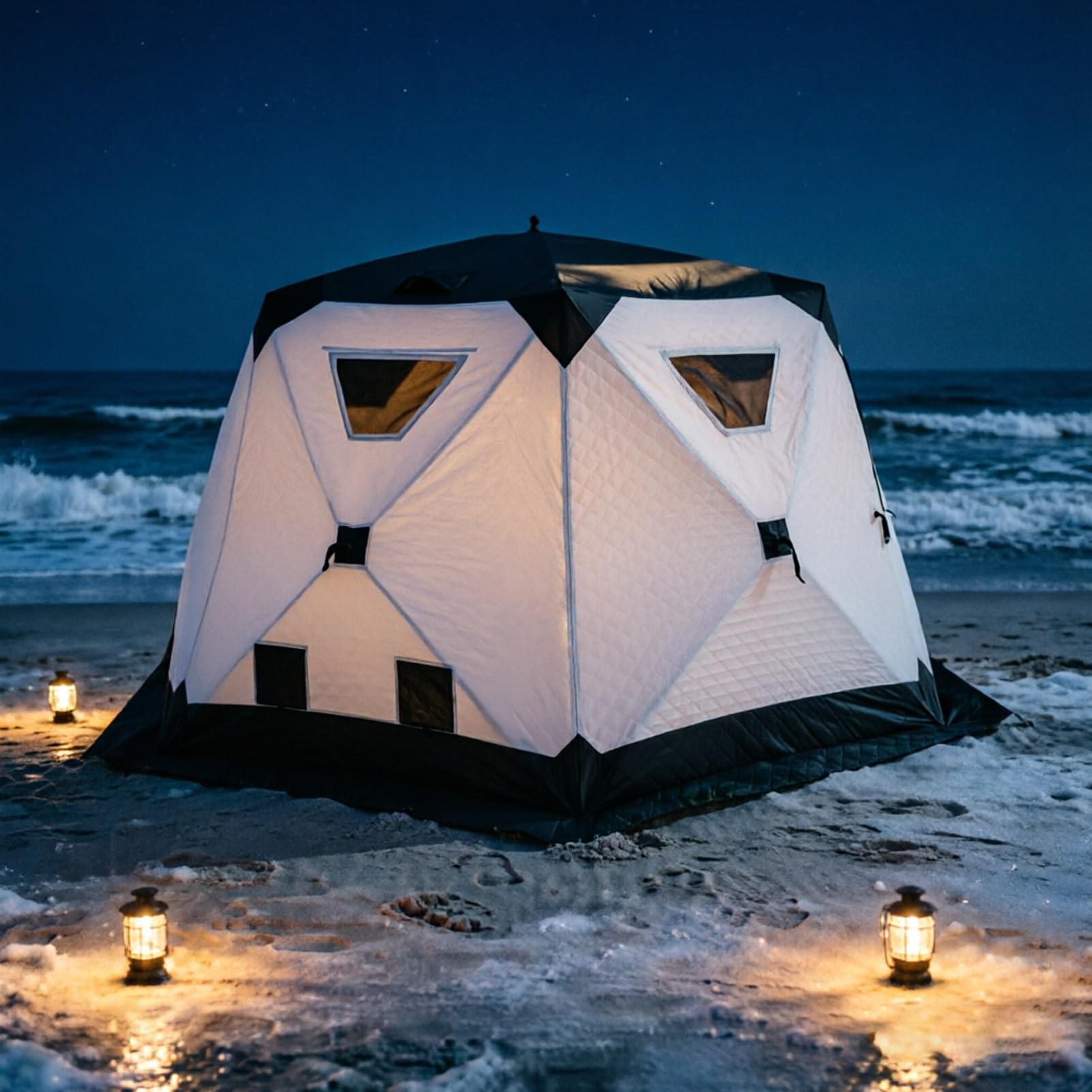 Tenda Portatile Per Pesca Su Ghiaccio, 5-6persone, Isolata, 3.3mWhite