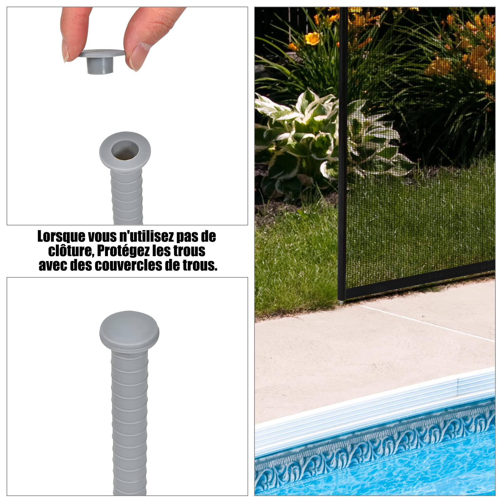 COSTWAY Barrière de Protection Piscine 360 x 125 cm, Clôture Barrière de Sécurité pour Piscine en Tissu Cadre en Aluminium Résistant 4 Panneaux, Noir (2)