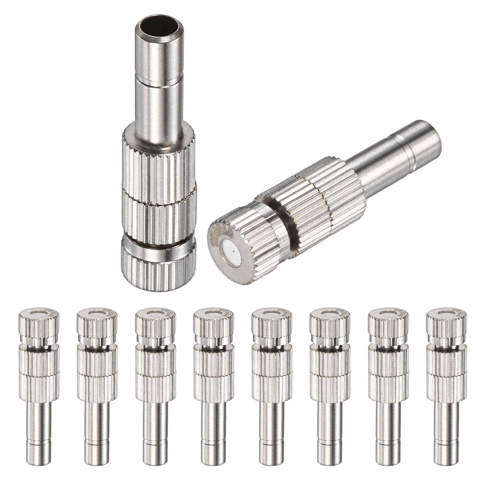 M METERXITY 10-Pack Brass Misting Nozzles, 0.016"/0.4mm Orifice Mister Replacement Heads with Filter Mesh for Cooling System/Landscaping/Humidification, 6mm Low-Pressure Fog Sprayer Nozzle
