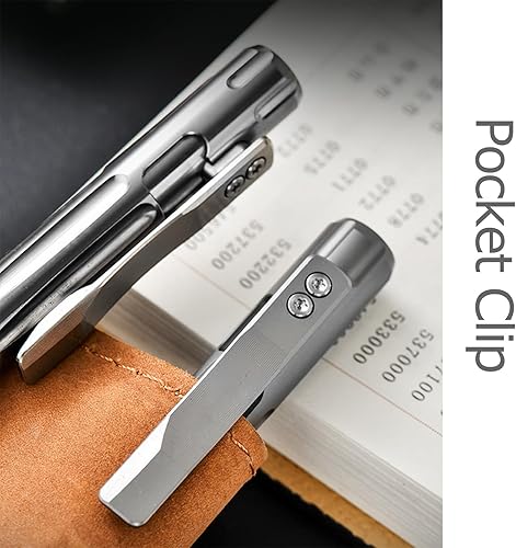 Miniatura 6 de Hamans Titanio EDC Bolt Action Pen Bolígrafo táctico bolígrafo de escritura con clip de bolsillo recargable tamaño compacto