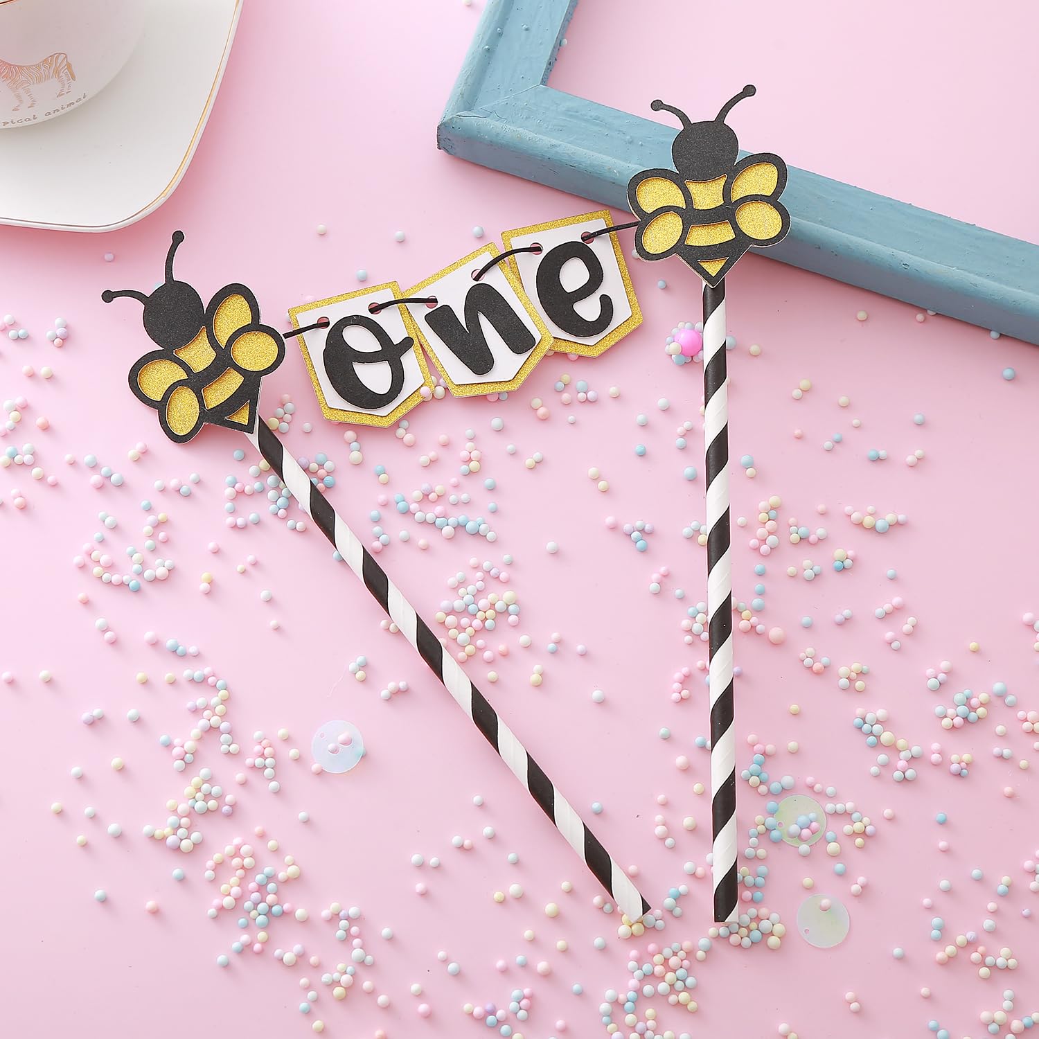 Fotobooth Props Voor Pasgeboren Feestje Rimego 'Wat Zal Het Bee' Cake Topper – Aanpasbare Babyshower Decoratie, Geslacht Onthullen Of Verjaardag Geslacht Onthullen Taarttopper