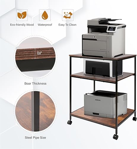 Miniatura 4 de EMERIT Soporte grande para impresora, 23.6 pulgadas de ancho x 18.9 pulgadas de profundidad x 31.5 pulgadas de alto, mesa de impresora con estante