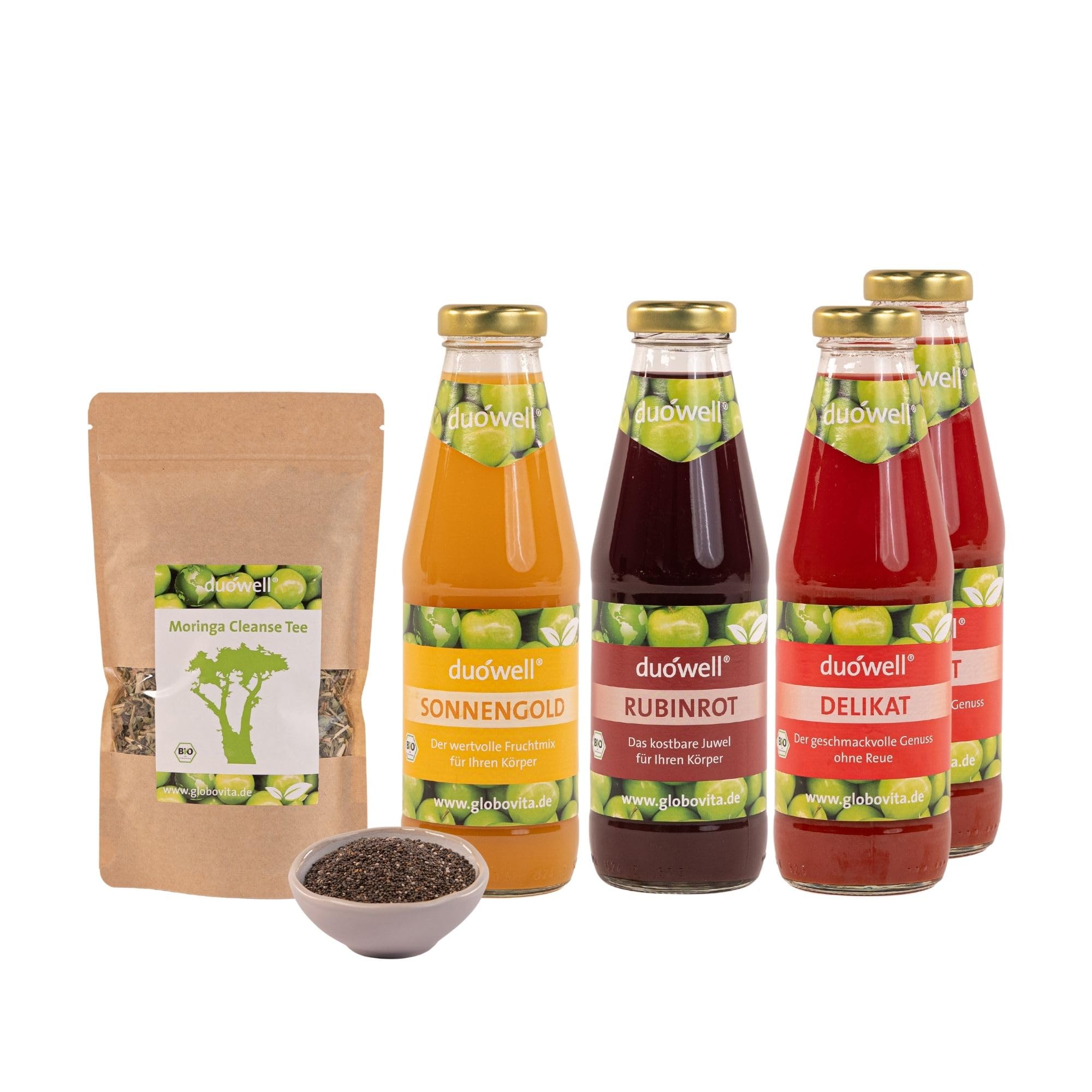 duówell® - balance Saftwochenende Set Bio | Fasten-Set mit Ablaufplan | 2 tägige Bio Saftkur inkl. Säfte, Moringatee & Superfoods | Fastenkur in Glasflaschen & Safety Box | Gluten- & laktosefrei