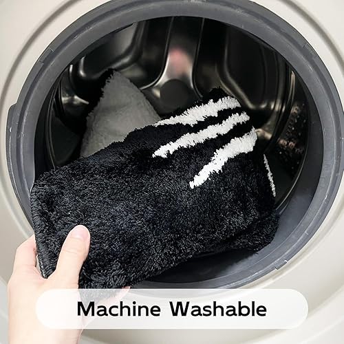 Miniatura 7 de Alfombra de baño de gato blanco y negro, alfombra de baño redonda Yin Yang, bonita alfombra de baño de animales, lavable de microfibra