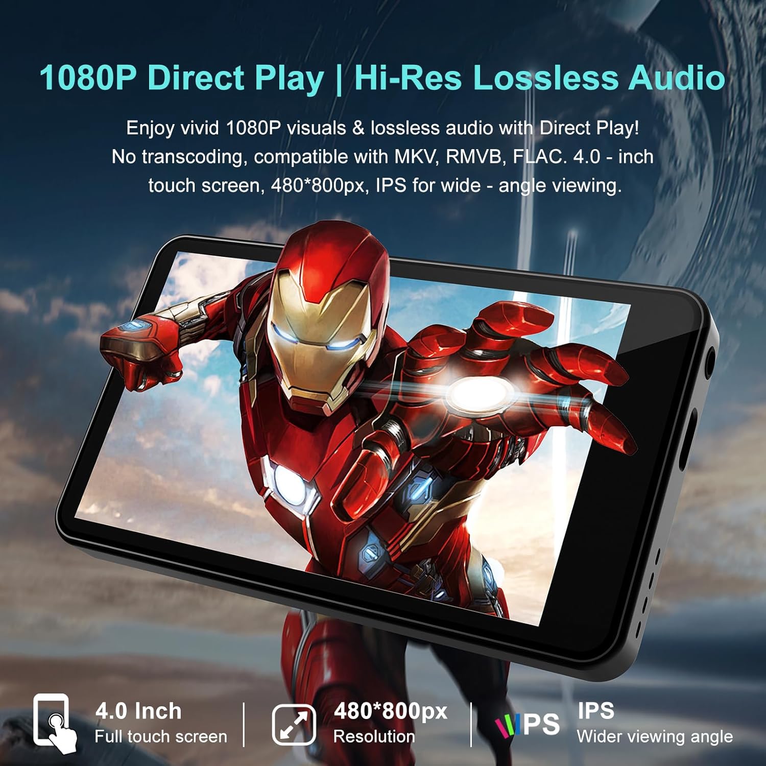 144GB MP3 Player with Bluetooth and WiFi, 4IN HD Full Touch Screen MP3 & MP4 Music Player with Spotify, Libby, Amazon Music,YouTube,Tiktok, E-Book, MP4 Player for Kids Up to1TB