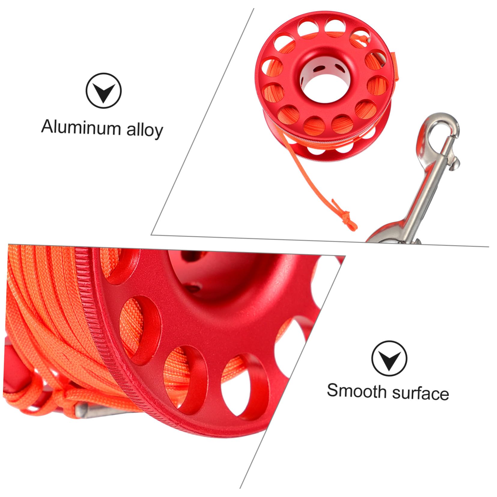 Toyvian Aluminiumlegierung Tauchspule Signalboje Fingerrolle mit Schnapphaken für Höhlen Höhlentauchen Praktische Tauchausrüstung Komplett Robust Langlebig