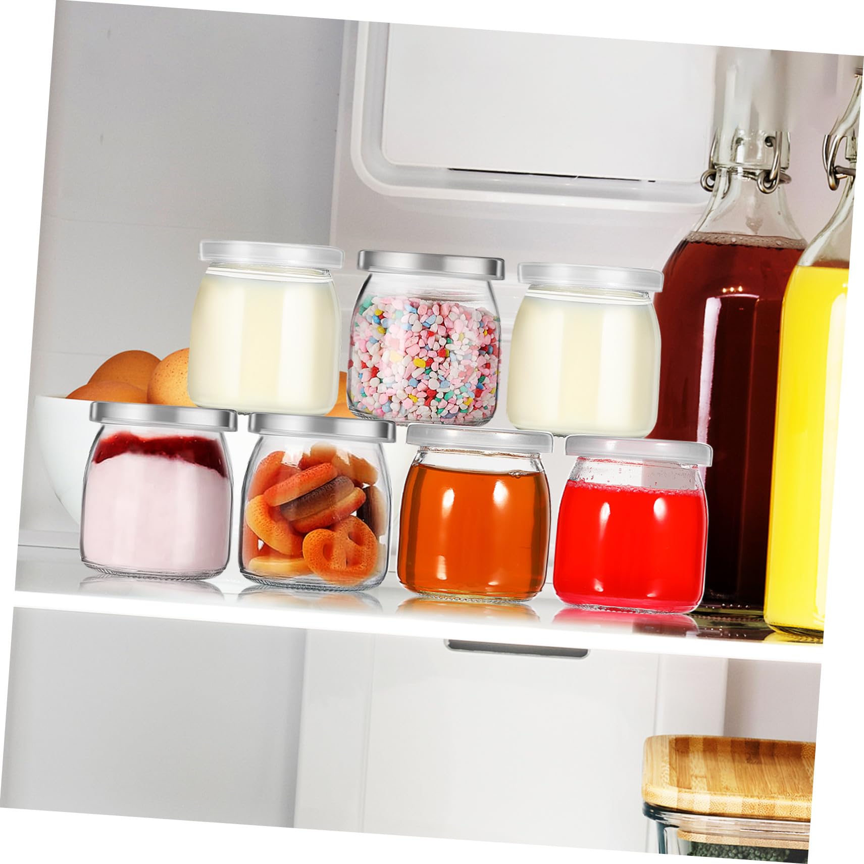 Holibanna 12 Pezzi Bicchieri da Yogurt in Vetro con Coperchi Trasparenti Contenitori per Dessert Vasetti per Budino Marmellate Gelatine e Mousse per Preparazioni Individuali e