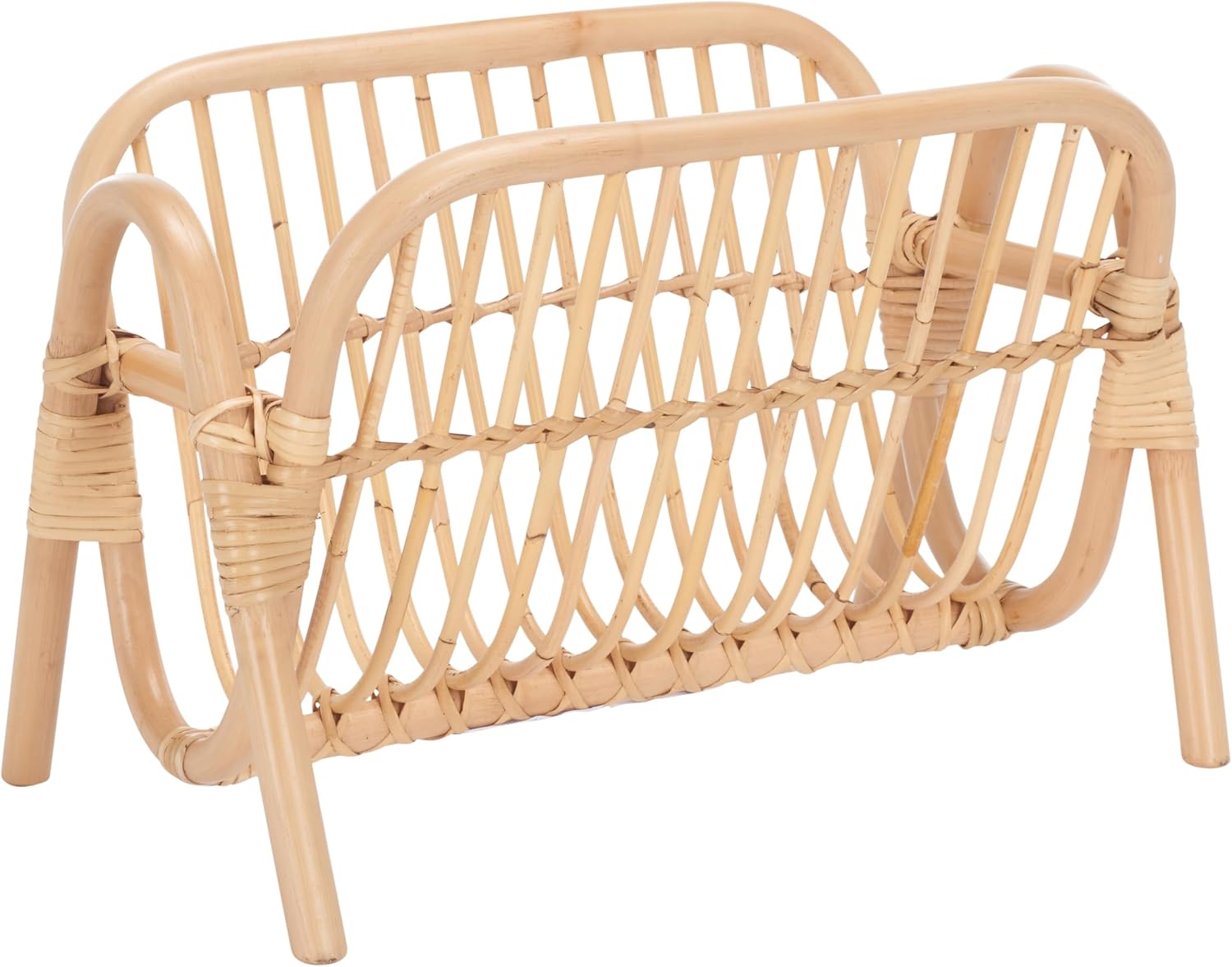SAFAVIEH Home Collection – Selby Natural Rattan Magazine Rack, Woven Magazine Organizer for Living Room or Reading Nook, Fully Assembled (STG6505A)