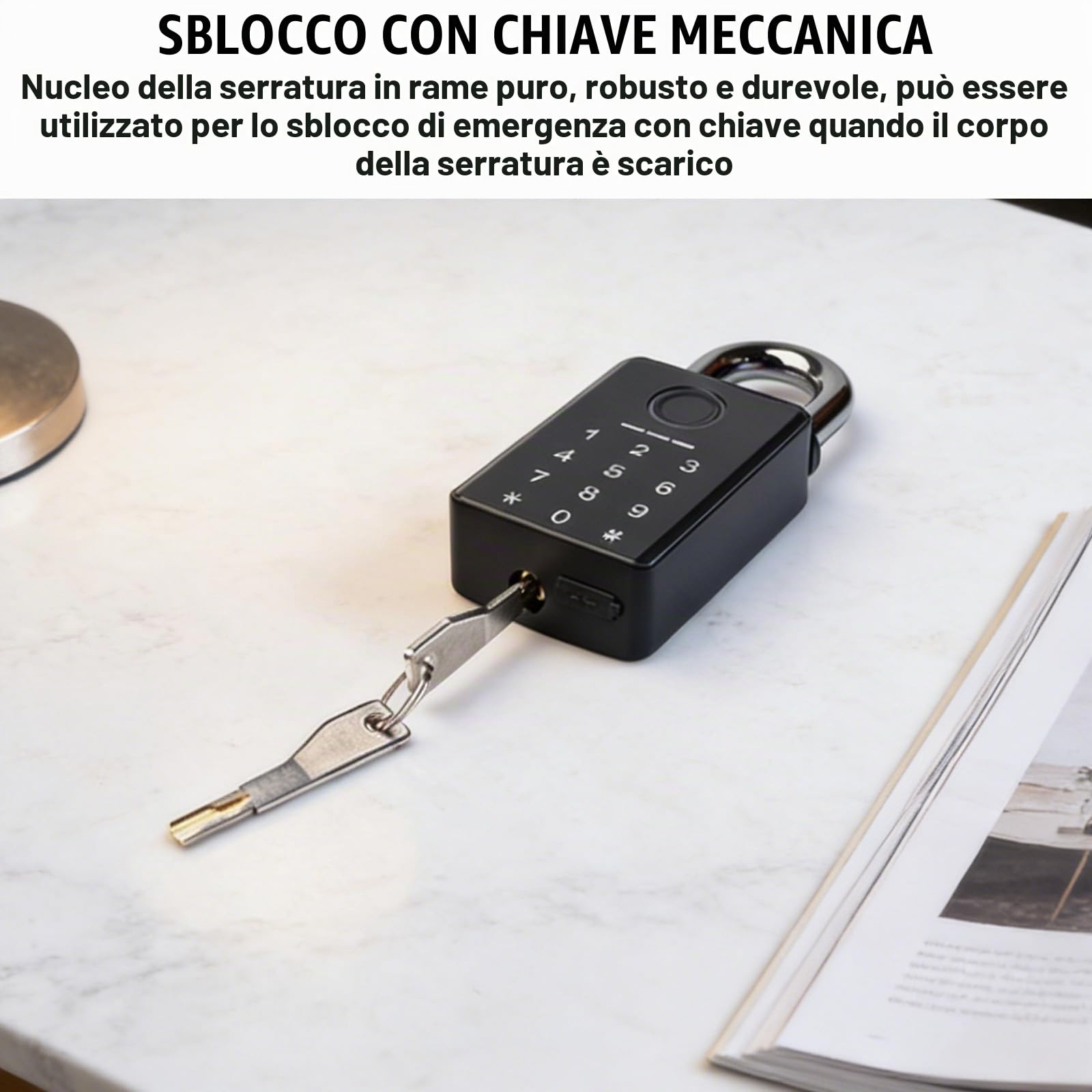 Lucchetto a combinazione con impronte digitali, codice numerico e controllo app, IP65, resistente alle intemperie, con scheda RFID, robusto lucchetto per cancelli, giardino, armadietti, garage