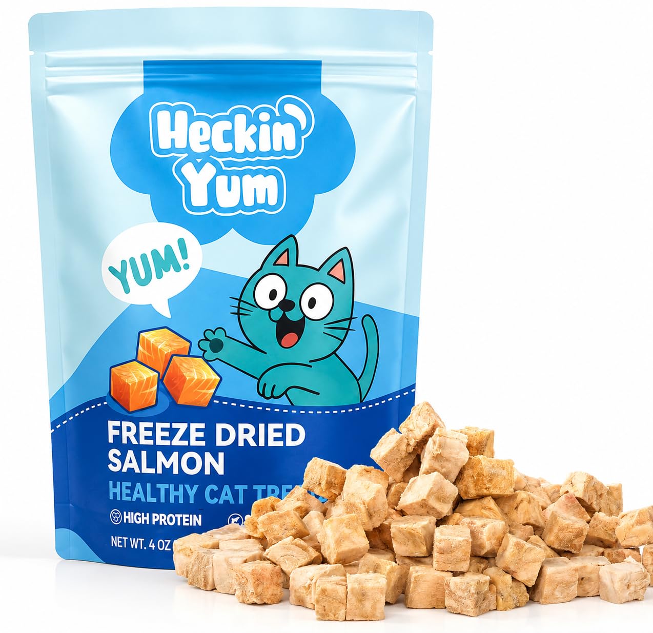 Amazon.com: Heckin Yum Freeze Dried Salmon Cat Dog Treats 4 oz
