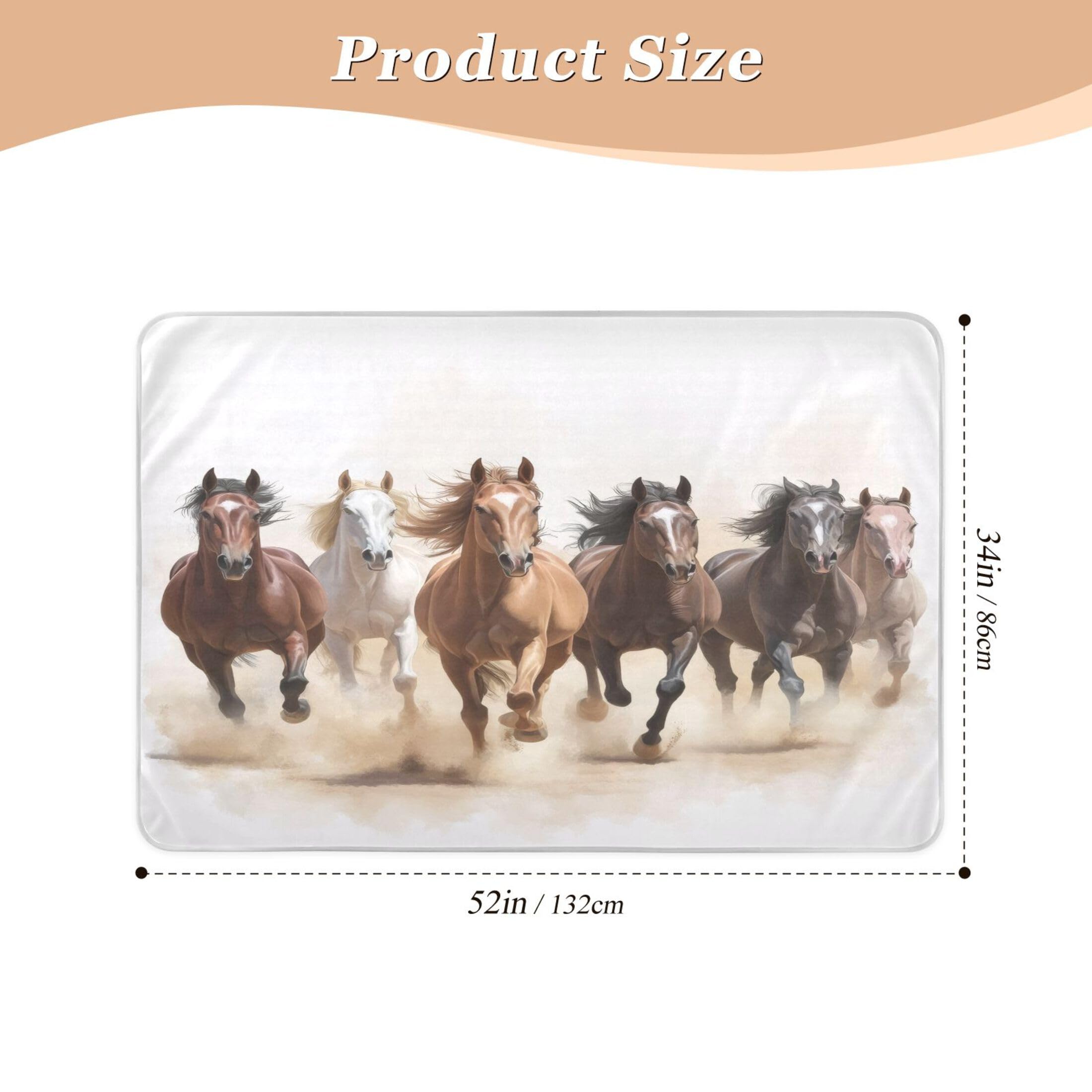 Takiito Running Horses Bed Pad Reusable Bed Underpad Washable Waterproof Leak-Proof Quick Dry Incontinence Pee Pad for Toddlers Kids Adults Pets 34x52 in