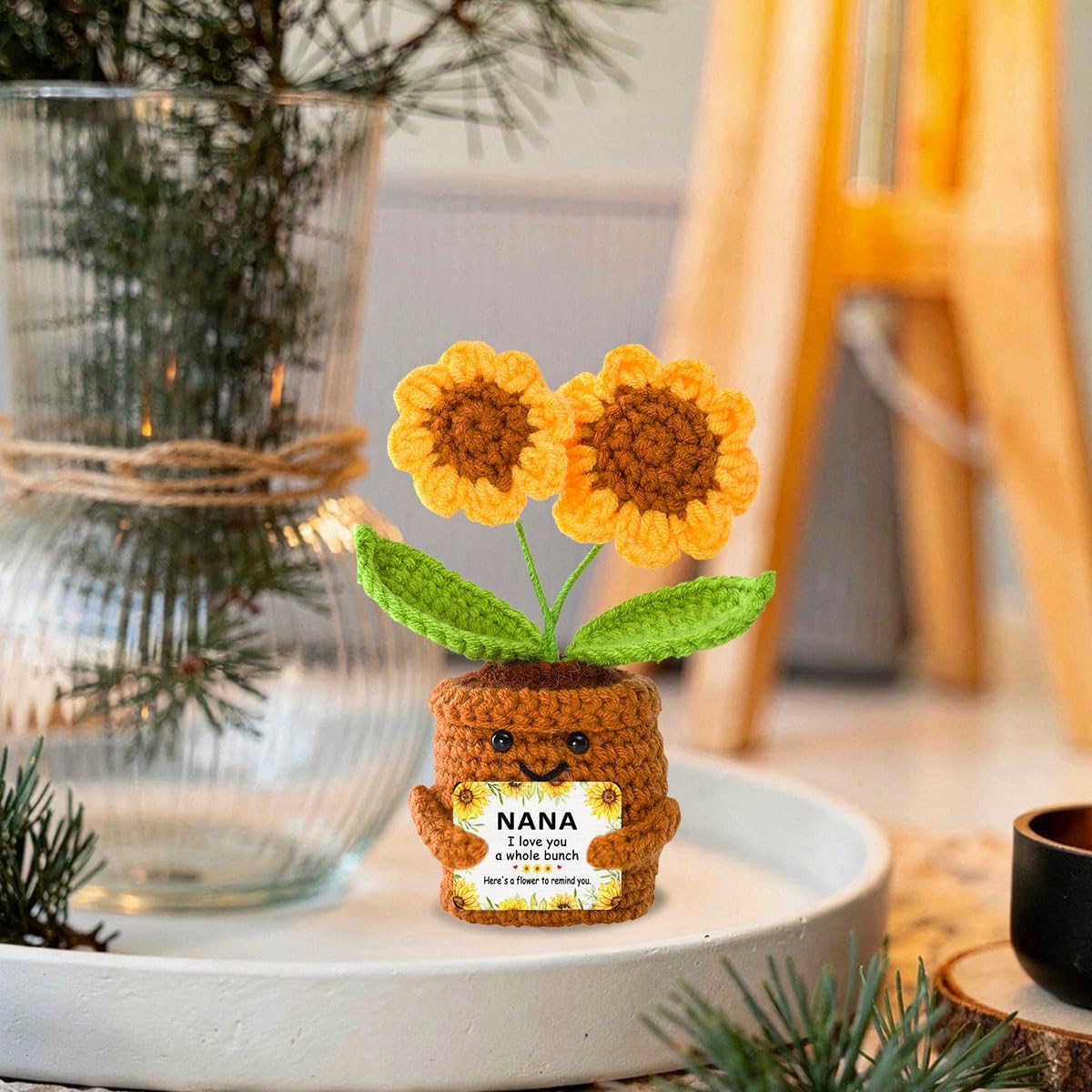 Crochet Sunflowers Gifts for Nana,I Love You a Whole Bunch Emotional Support Sunflower Gifts Thank You Gift for Nana Birthday Christmas Mothers Day