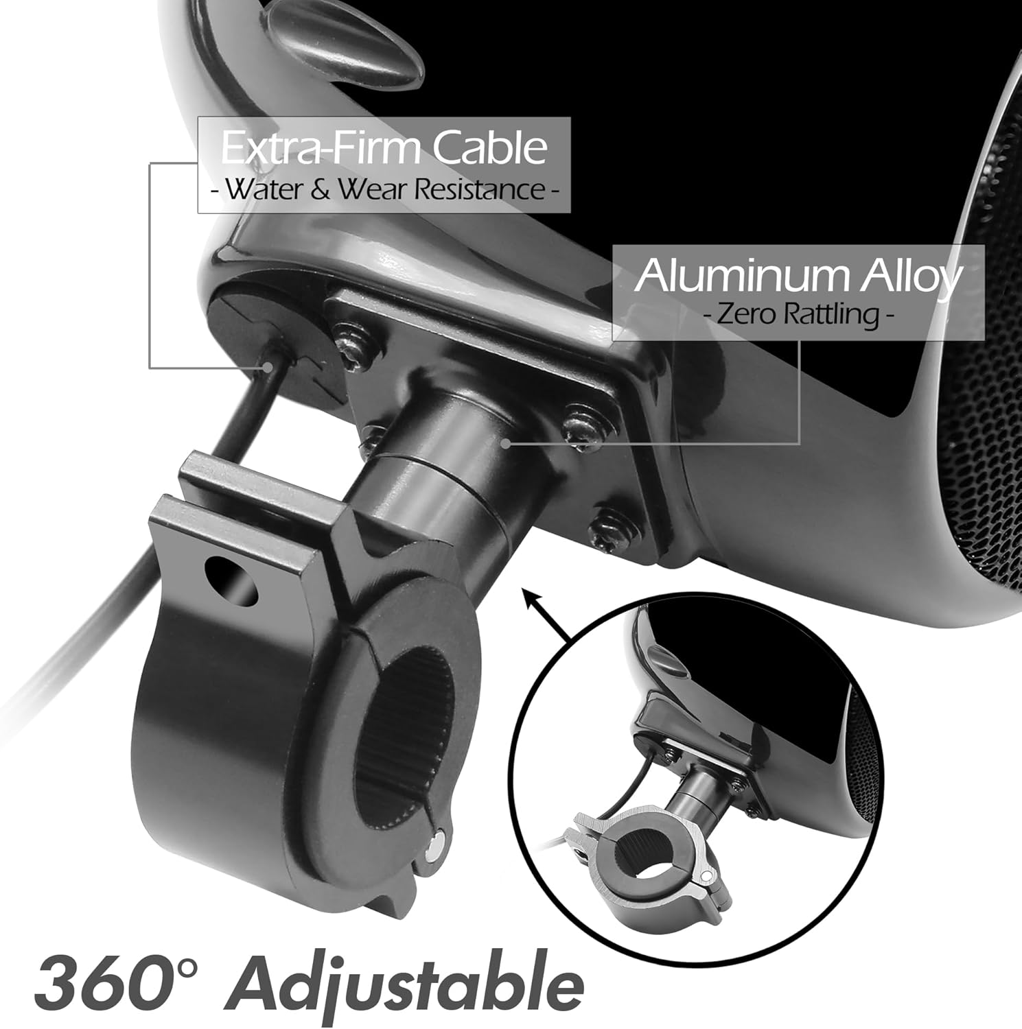 GoHawk Motorcycle Speakers Bluetooth 4 Inch Waterproof Radio Audio System and 1000W Amplifier AUX USB SD FM Radio, Great for Use with ATVs/Motorcycles, 12 Volt Vehicles
