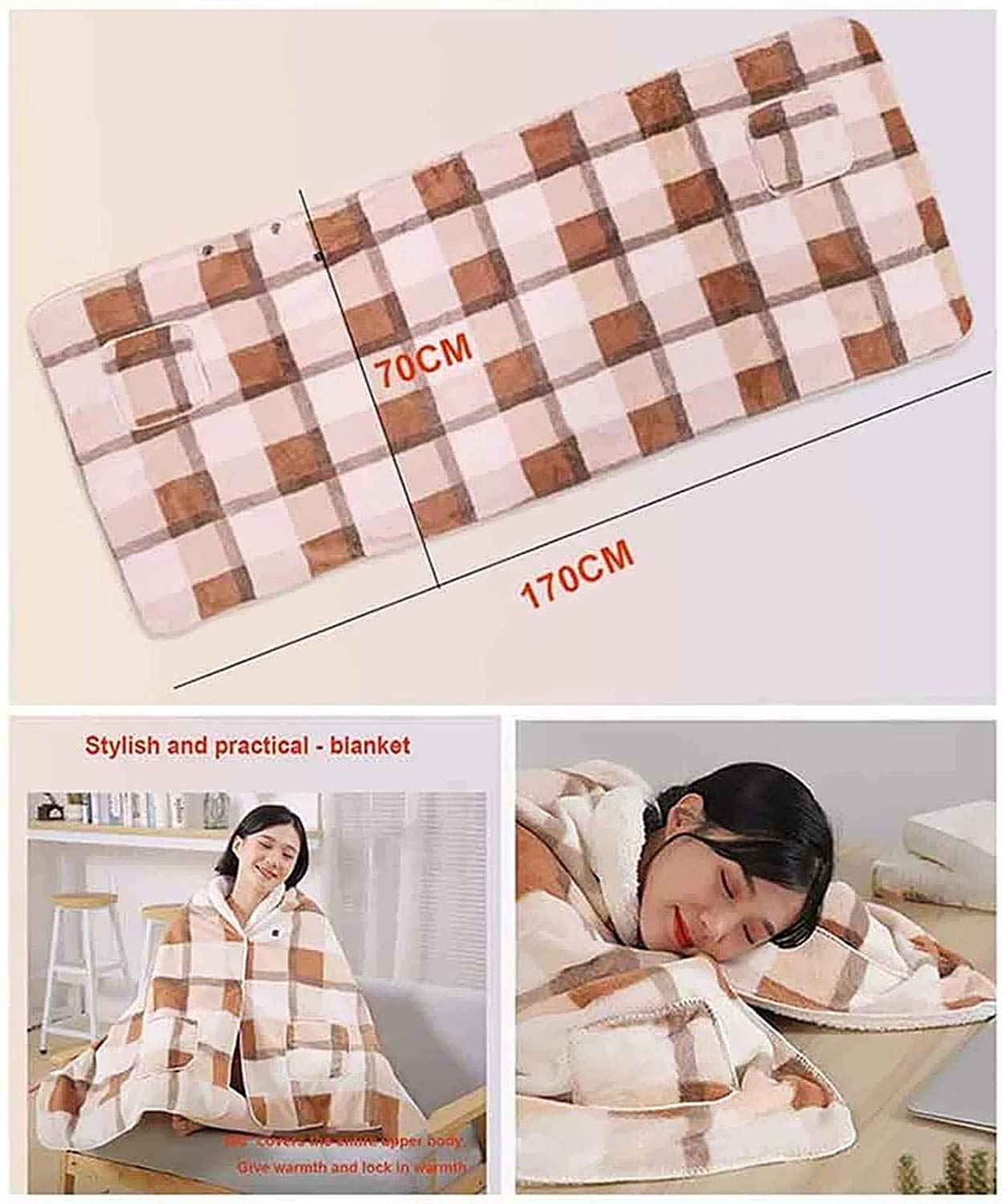 Coperta Elettrica Usb, Coperta Elettrica Getta con 3 Impostazioni Di Riscaldamento, Pad Riscaldante Caldo Lavabile per Sedia da Ufficio Auto, Viola, Fodere per Letto 170X70 cm