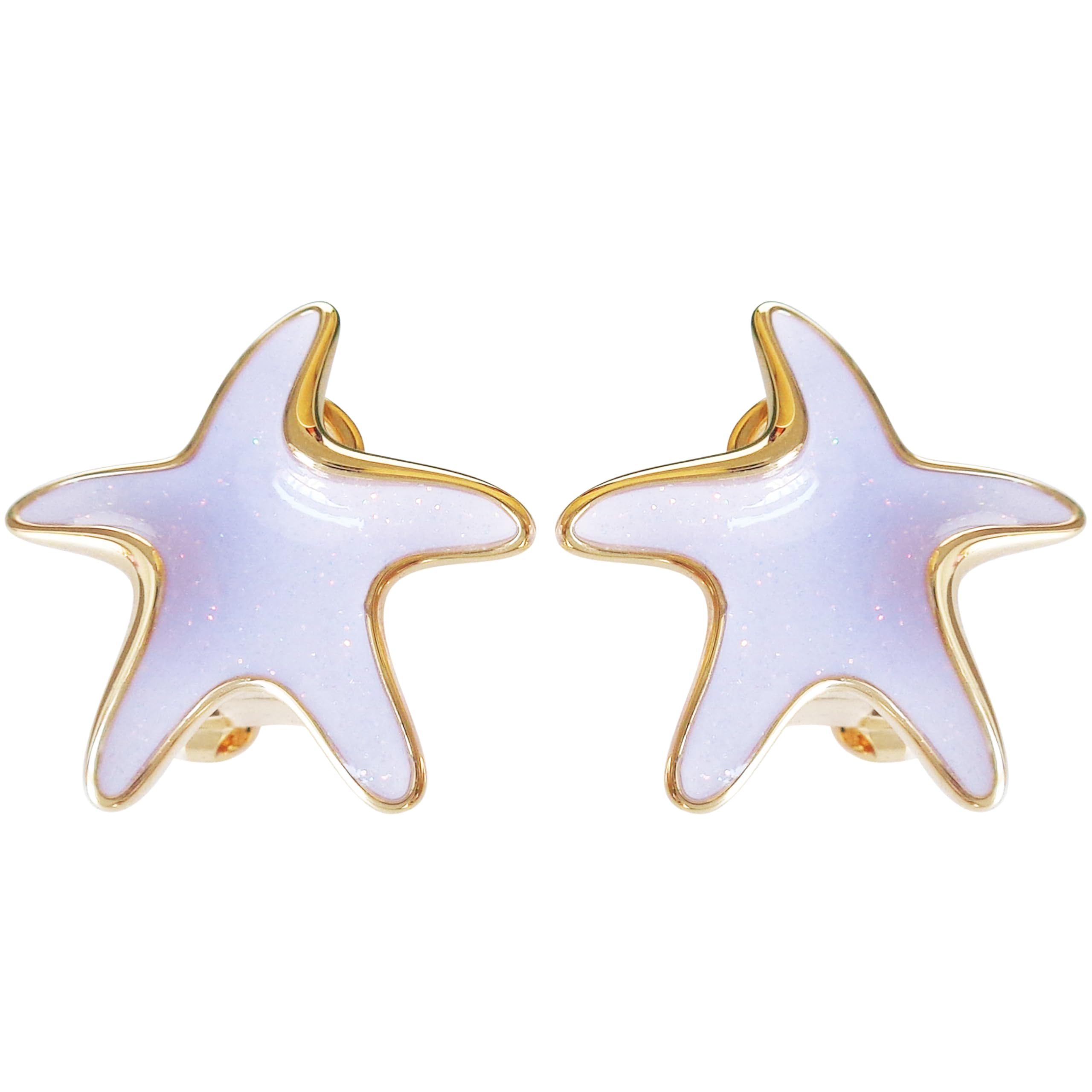 Navachi 18k Gold Plated Starfish Star Fish Crystal Stud Earrings