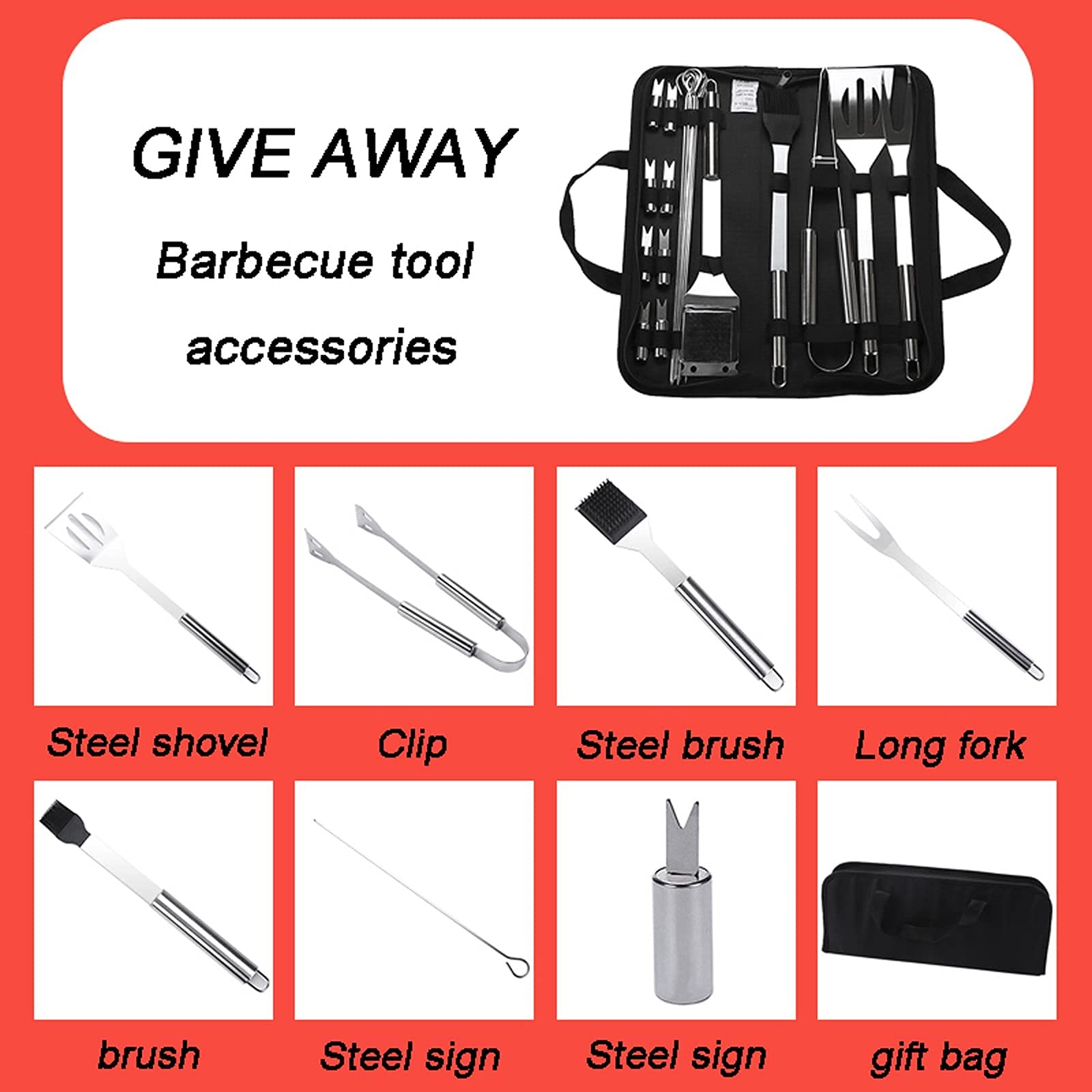 Braciere da Esterno a Legna, con parascintille, attizzatoio per Camino, braciere da Cortile all'aperto, con Set per Barbecue