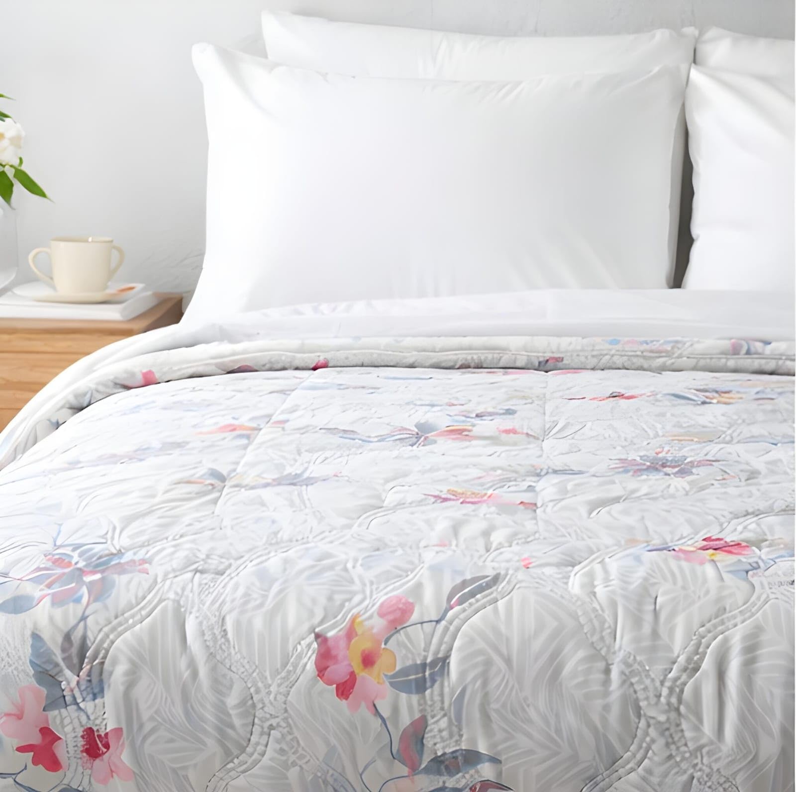 Cotton Reversible Summer Blanket, 200 GSM AC Comforter, Classic Printed Design Cooling Quilt Dohar for Single Double Bed, Ideal for Gifting (Gray, DOUBL)-image-34