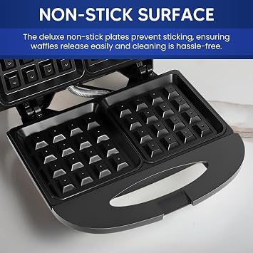 Elite Gourmet Maxi-Matic Electric Nonstick Belgian Waffle Iron Snack Maker Machine, Breakfast, Sandwiches, Compact & Portable, 2 Slice, Black
