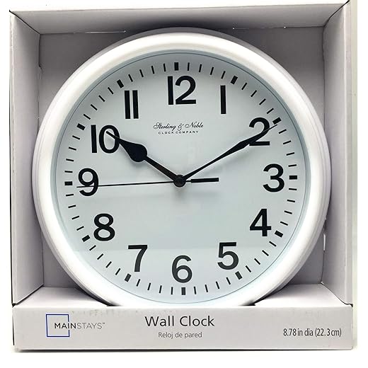 Mainstay Sterling and Noble 8.78" Analog Display Wall Clock White