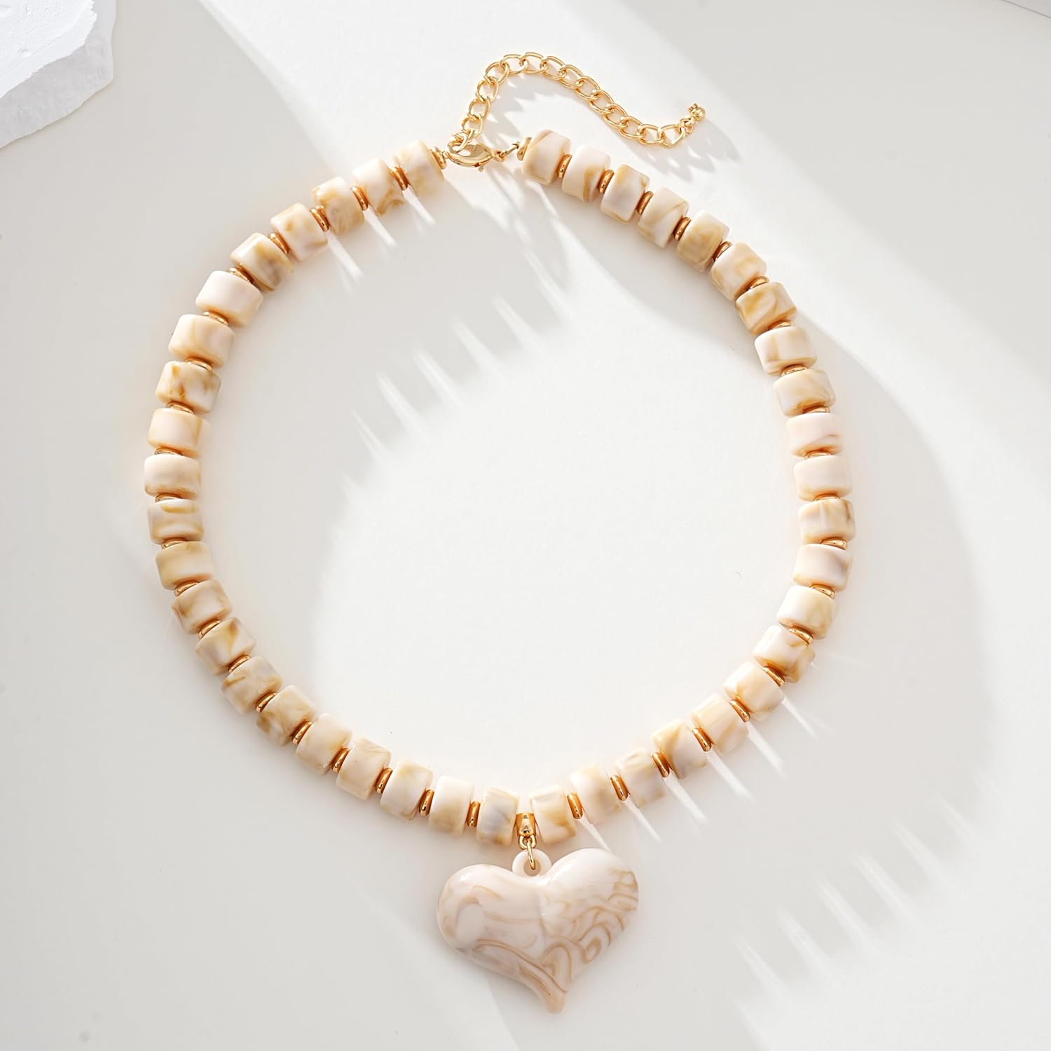 Chunky Heart Necklace for Women Resin Beads Puffy Heart Pendant Necklace Y2K Style Statement Lightweight Acrylic Jewelry - Image 7