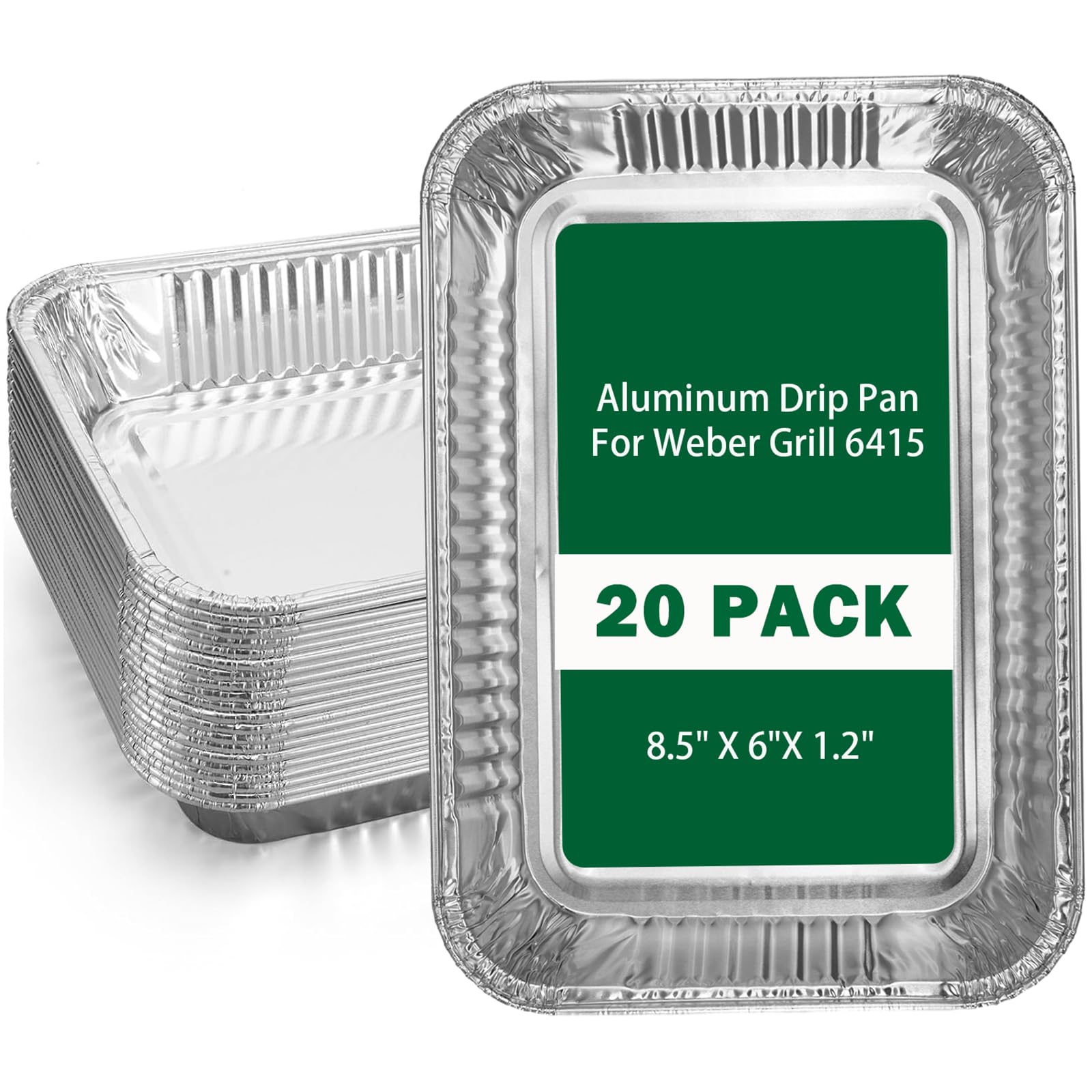 Photo 1 of 20 Pack Drip Pans for Weber - Disposable Aluminum Foil Grease Trays Compatible with Weber Grills Spirit Gas Grills, Q Grills, Genesis and Genesis II LX 200 300 Series, Replacement Liners 8.5" X 6"