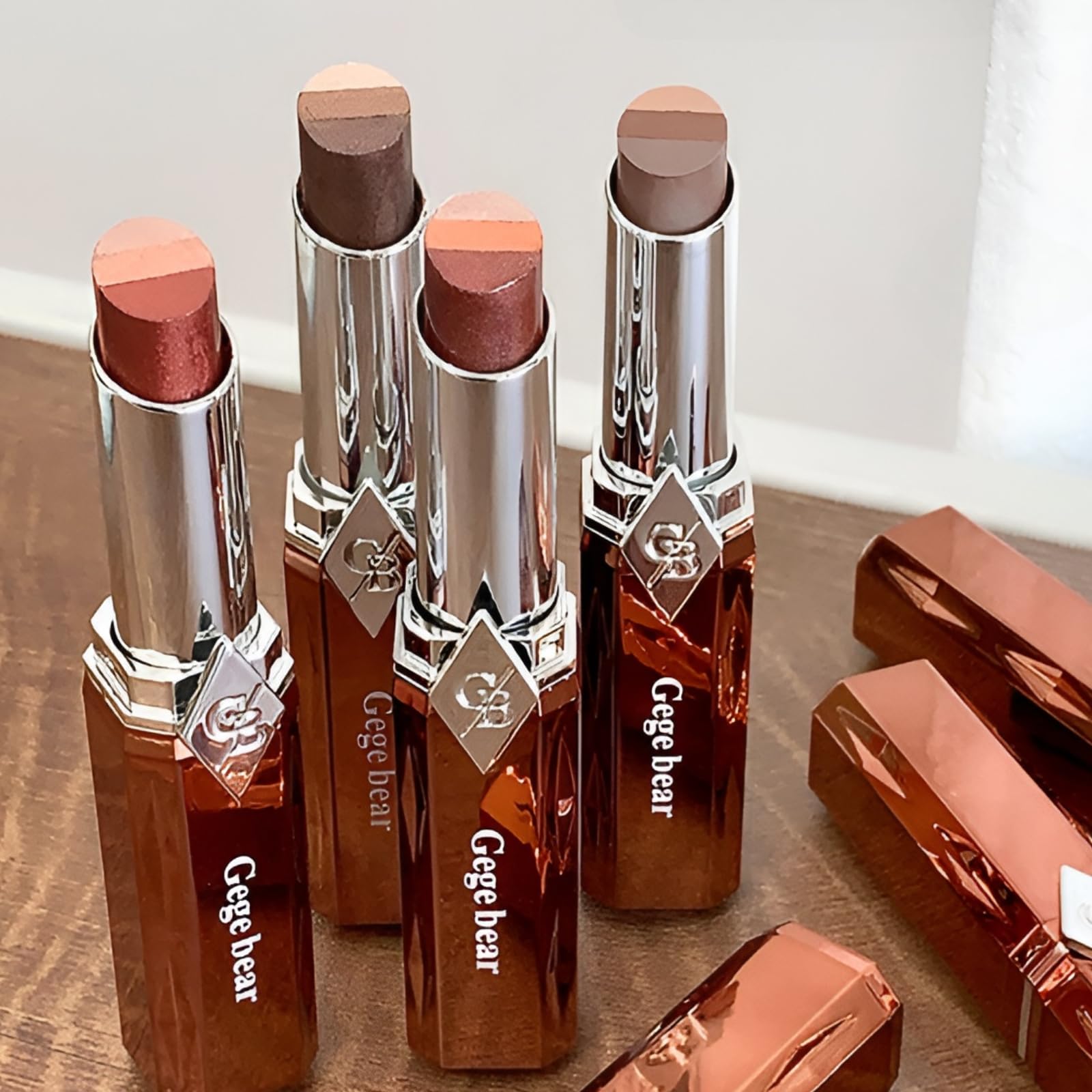 Gege Bear Star Diamond Fine Flash Three Color Eyeshadow Stick | Smudge-Proof & Buildable Coverage | Easy One-Stroke Eye Makeup | Matte Blendable Finish | 3-in-1 Specular Transition | Long-Lasting Eyeshadow (01#Deep Rose Mauve, 3.4g)-image-23