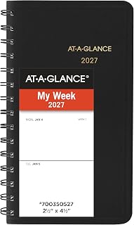 AT-A-GLANCE 2027 Planner, Weekly, 2.5" x 4.5", Pocket Size, Black (700350527)