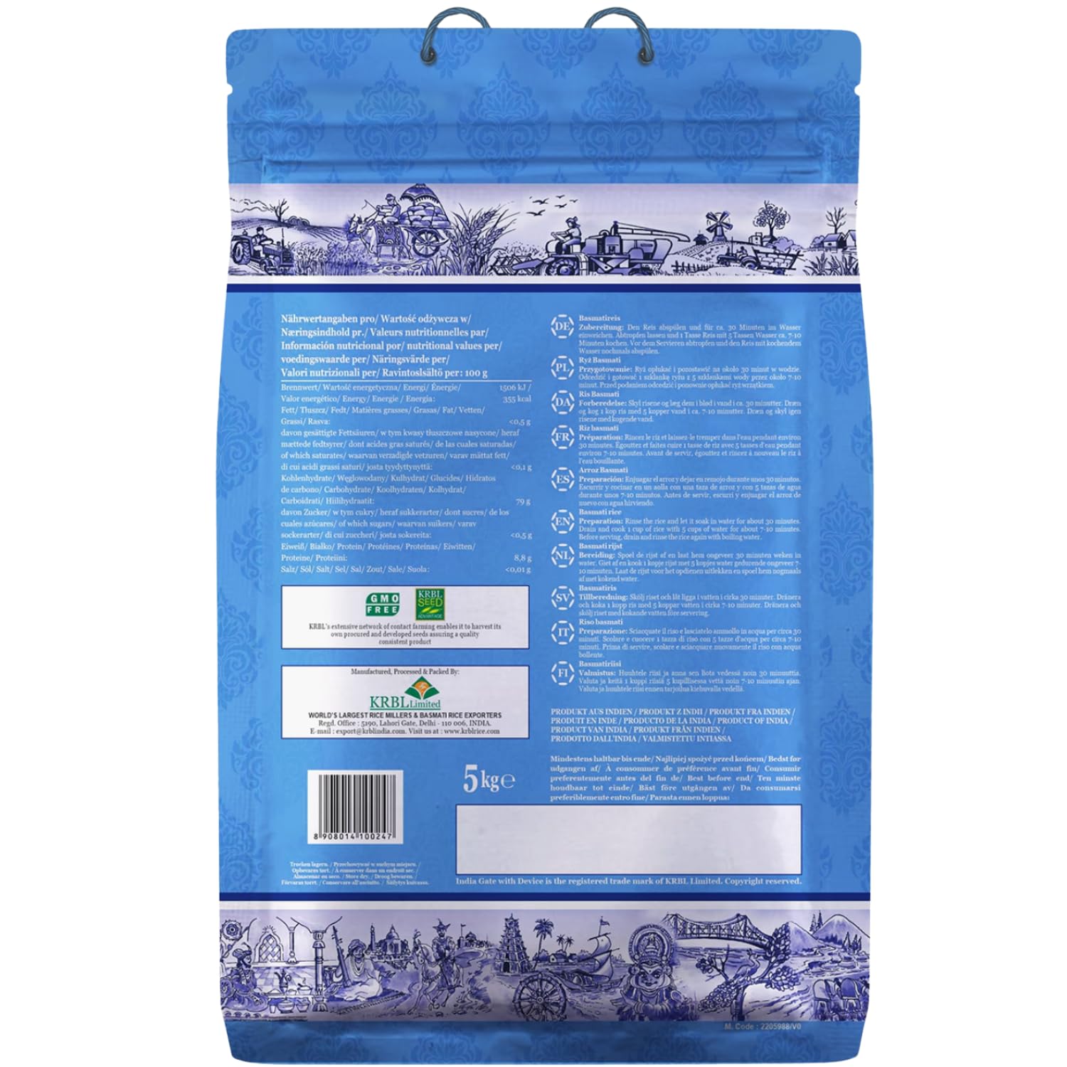 INDIA GATE - Basmati Reis Extra Lang Excel - 4 X 5 KG - Multipack