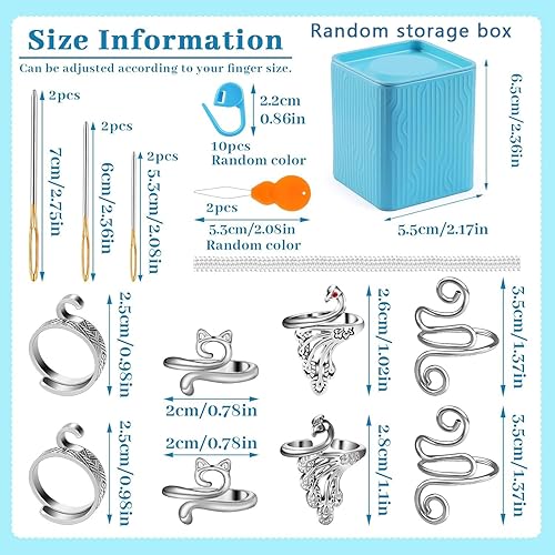 Miniatura 2 de 8 anillos de ganchillo, anillo de ganchillo ajustable para dedo, anillos de tensión, hilo de gato, hilo guía de hilo de tejer, dedal de tejer más