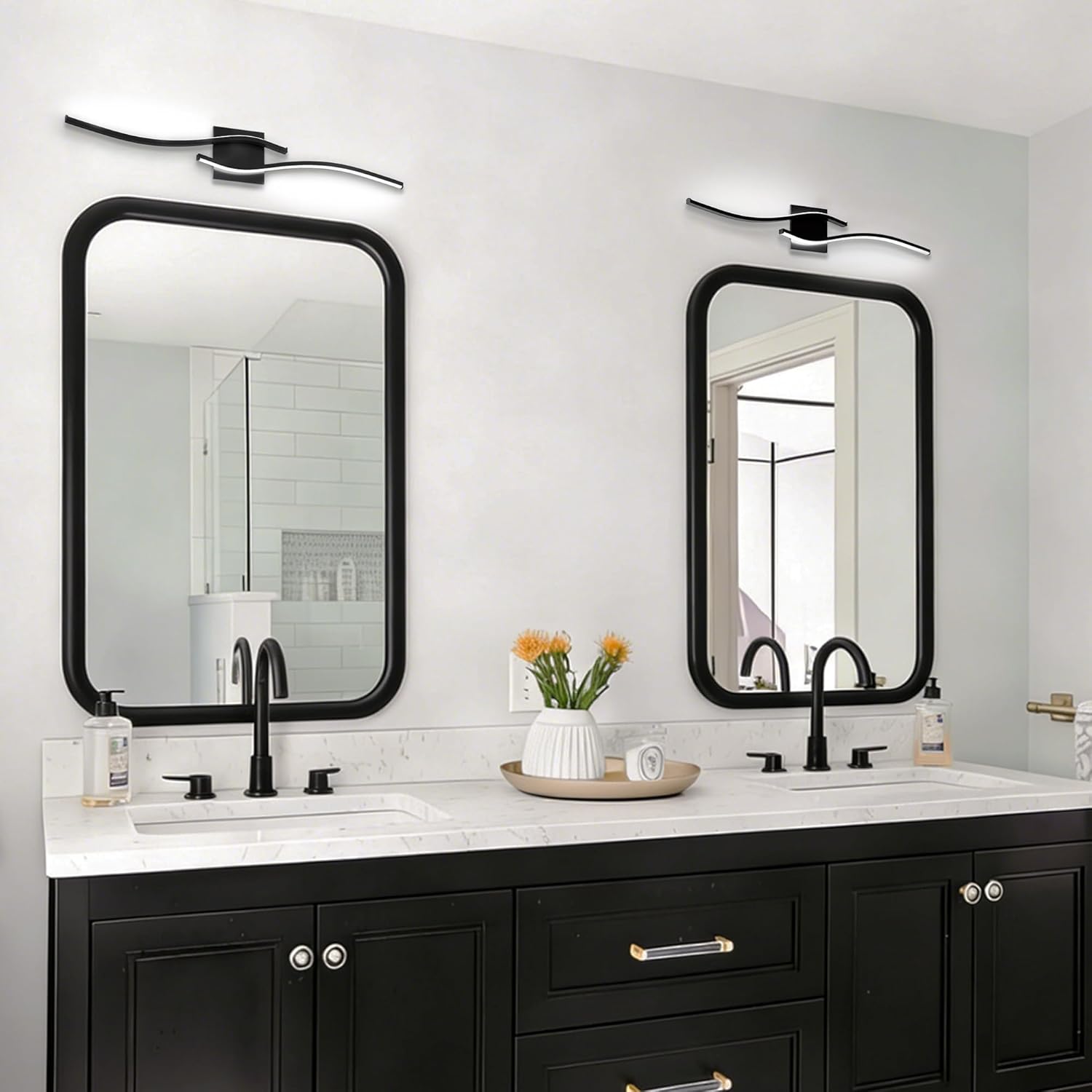 Espird 23inch Led Bathroom Vanity Light Bar, Matte Black 5CCT Dimmable 2700-6500K Vanity Lights for Bathroom, Modern Bathroom Light Fixtures Over Mirror Led Lighting Fixtures