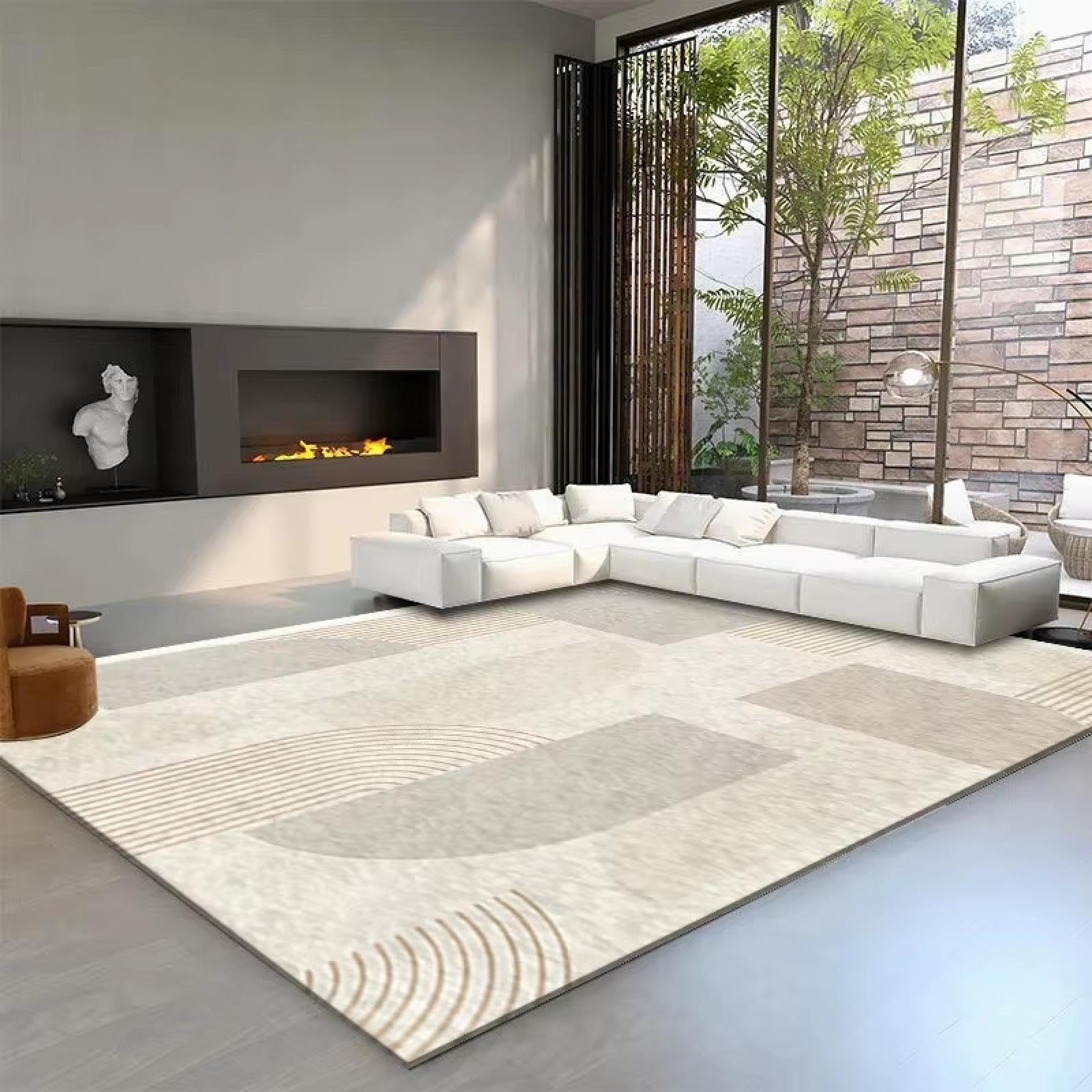 Tapis motif graphique lavable 150x180 pour décoration de maison
