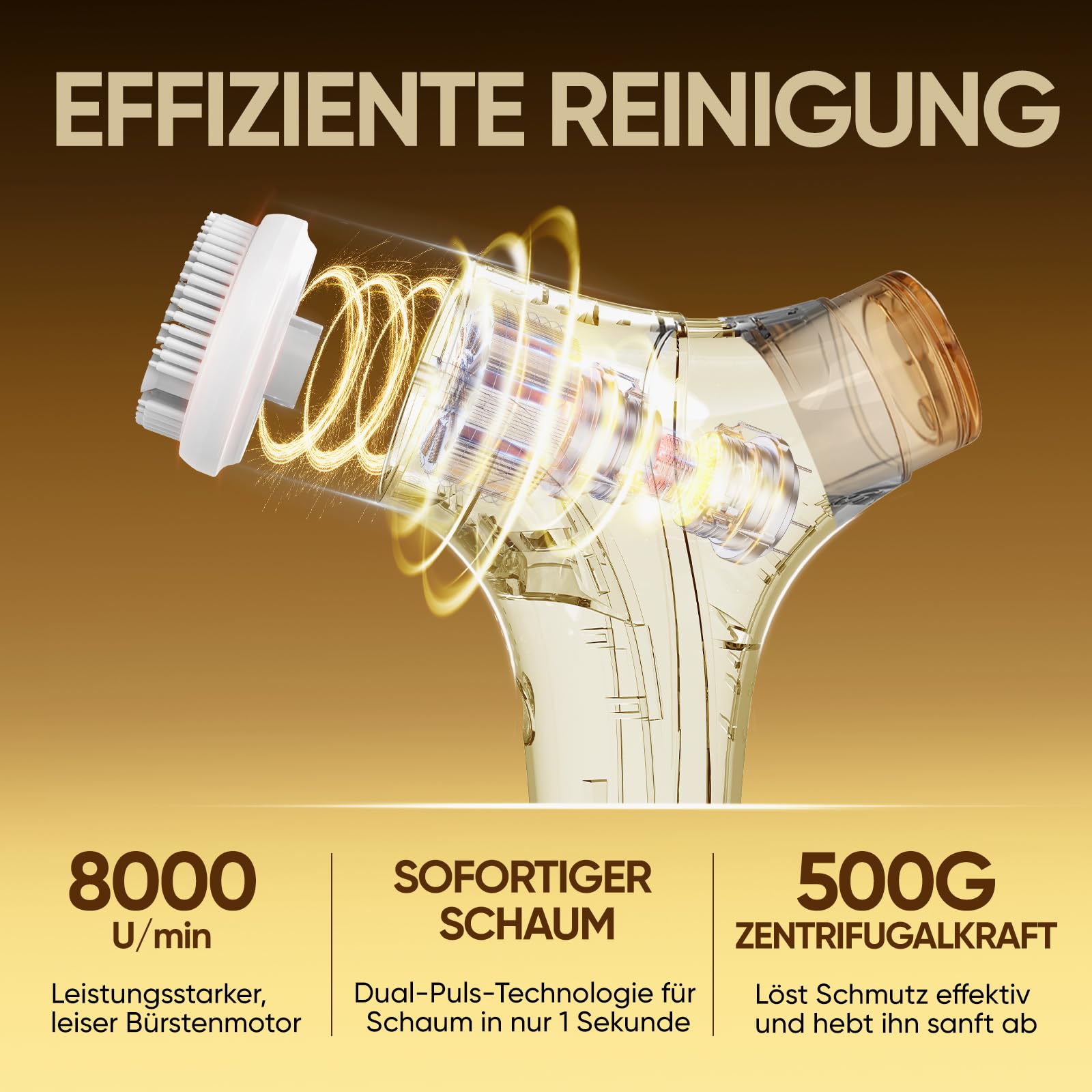 Kingdo 2-in-1 Gesichtsreinigungsbürste Elektrische Gesichtsbürste Silikon, mit automatischer Schaumbildung-IPX7 wasserdicht, 2 Reinigungsköpfe und 4 einstellbare Geschwindigkeiten, für alle Hauttypen