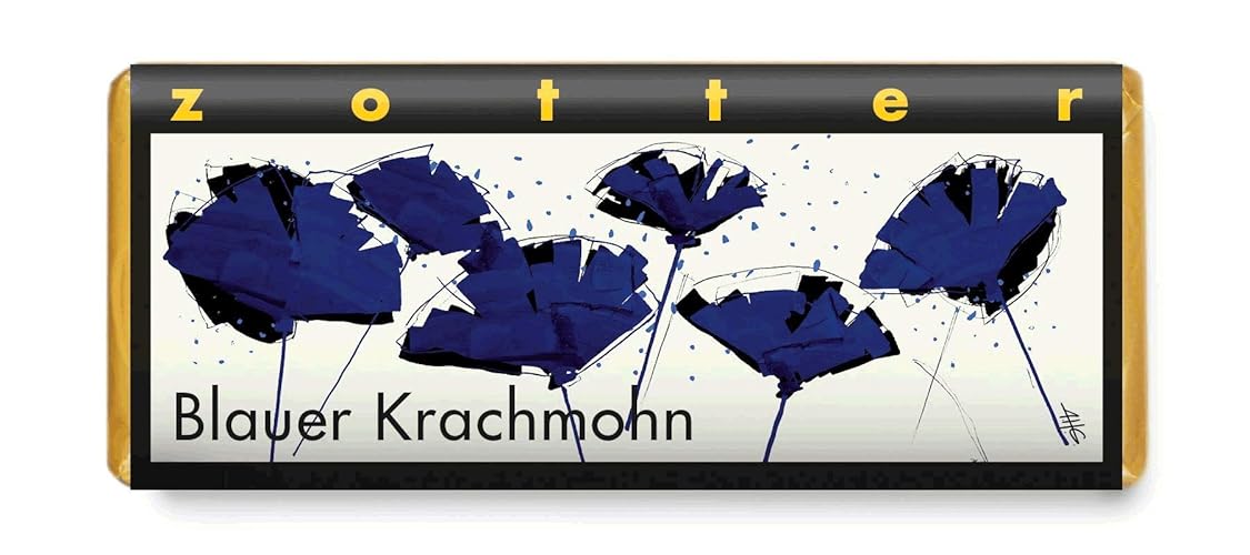 Zotter Bergmilchschokolade mit karamellisiertem Blaumohn, handgeschöpft (70 g) - Bio - Schokolade - 70 g (1er Pack)