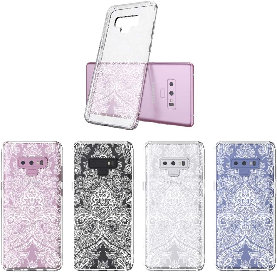 MOSNOVO Galaxy Note 9 Case, Damask Henna Mandala Lace Pattern Clear Design Printed Transparent Plastic Back Case with TPU Bumper Protective Case Cover for Samsung Galaxy Note 9