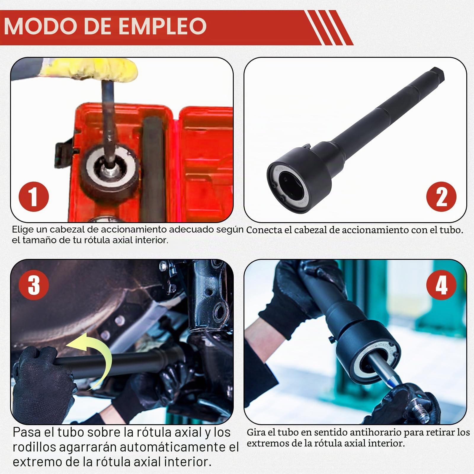 BOOMSTART 4 Piezas Extractor de Rótula de Dirección, 30-45mm Herramienta Rotula Axial, Universal Extractor Barra Axial Rótula Interior Barra de Dirección para Coche Vehículos