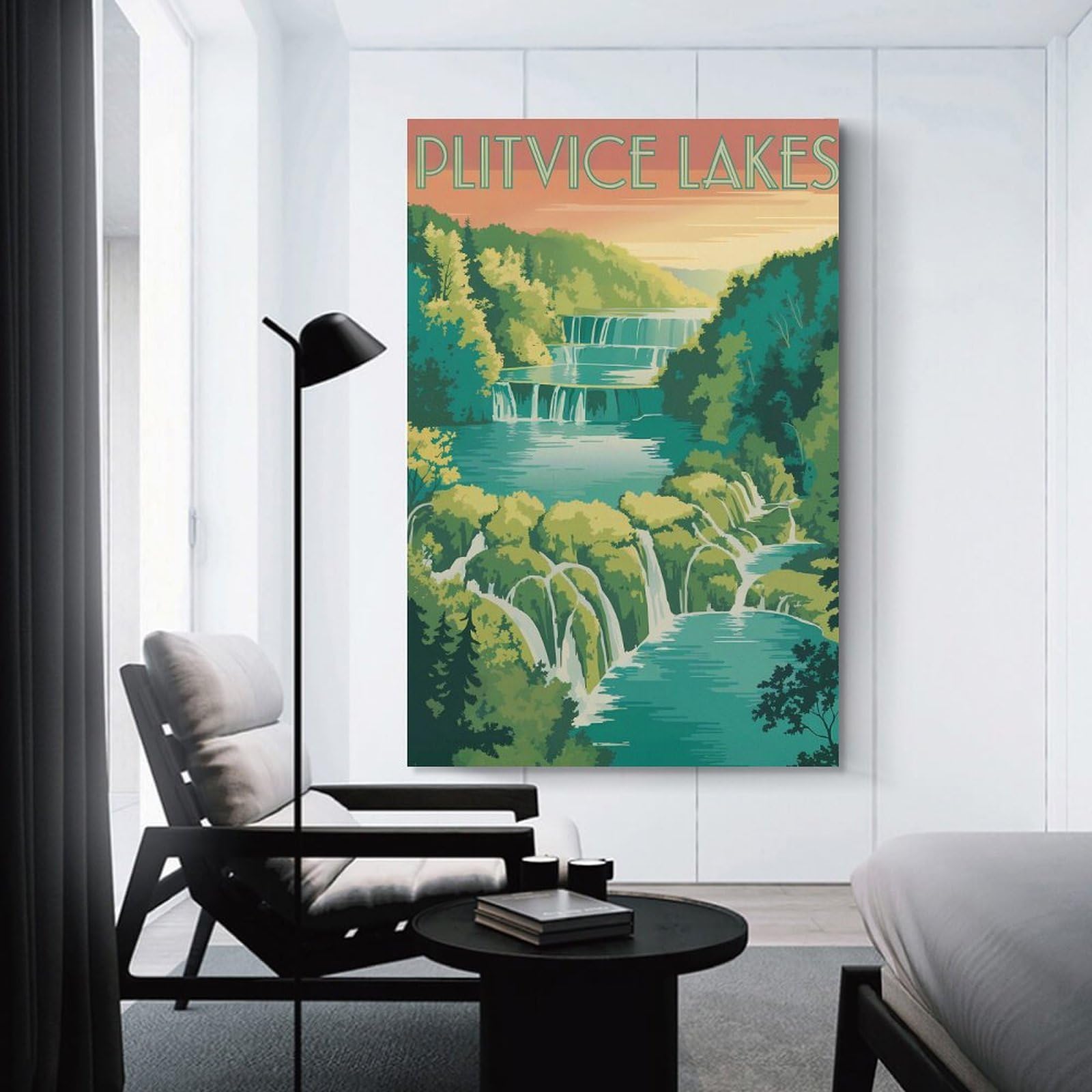 Junmoney Canvas Wall Art Plitvice Lakes Travel (2), 24x36inch(60x90cm), for Bedroom, Guest Room Or Reading Nook, Canvas Wall Decor for Personal Spaces