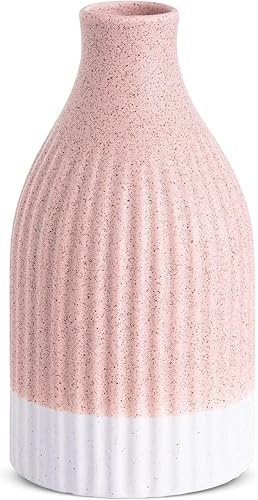 Labcosi - Jarrón de cerámica, florero para centros de mesa, juego de jarrón mediano de granja para estante, mesa de café, sala de estar, decoración