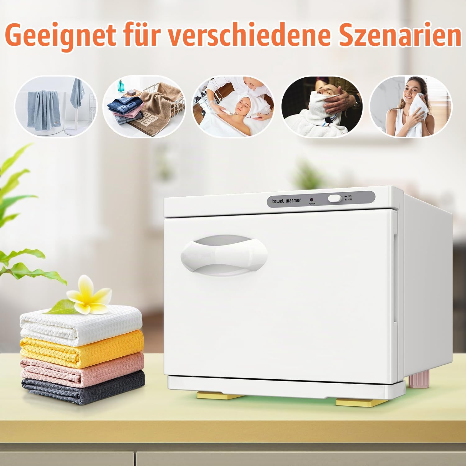 Handtuchwärmer, Handtuchheizschrank, extrem schnelle Aufheizgeschwindigkeit, einfache Bedienung, SPA-Bereichen, Friseur- und Schönheitssalons (8L,Weiß)