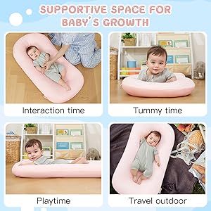 Lucakuins Baby Lounger, Bionic Design Baby Lounger for Newborn 0-24 Months, Soft Organic Cotton Breathable Lounger for Infants (Pink Newborn Lounger)