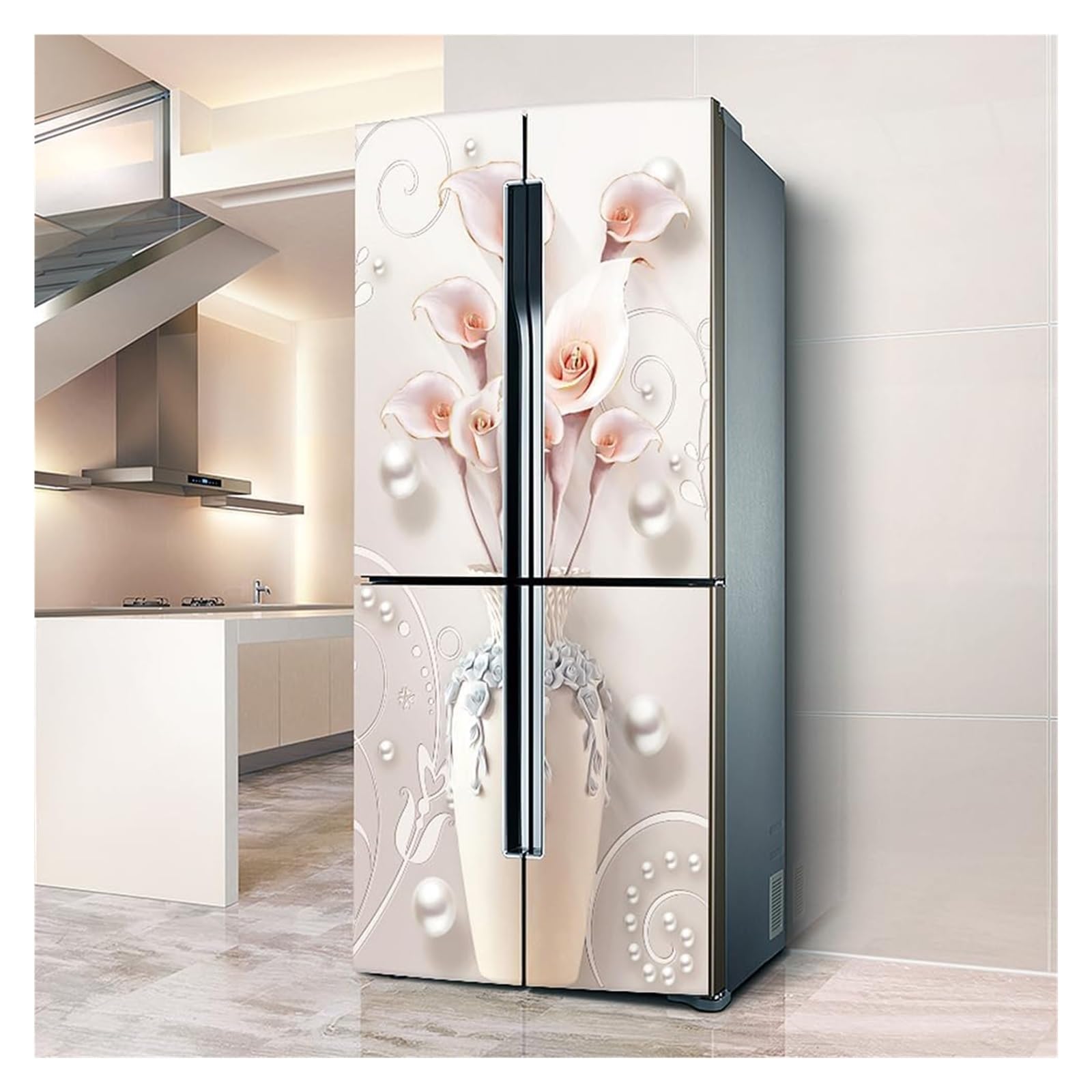 GDHKDDFL Minimalist, luxury-inspired fridge decals, Fridge Sticker Full Covering Door Covers Skins Wall Stickers for Kitchen Decal(L: 100x180 cm)
