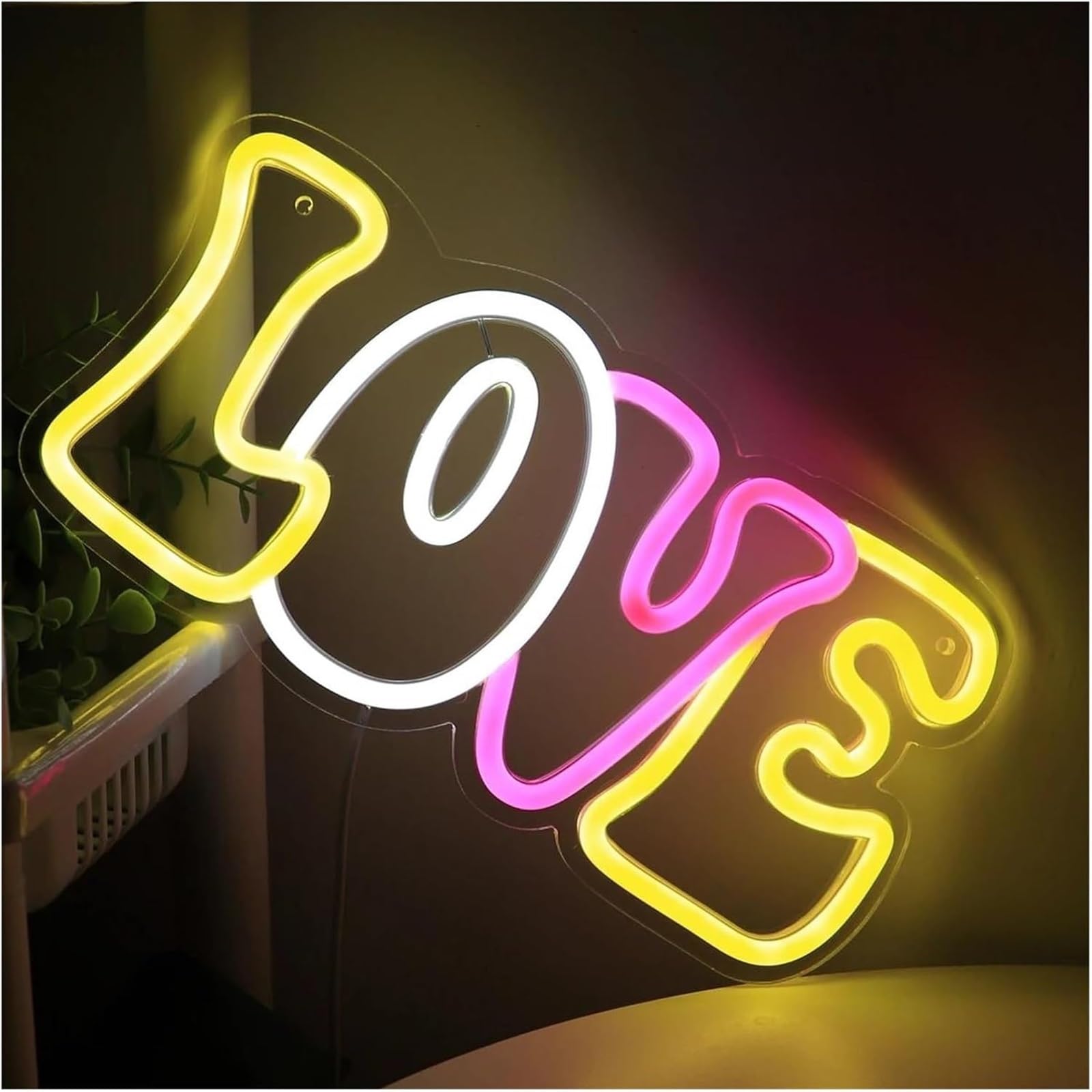 Insegna luminosa al per neon con scritta "Love" alimentata tramite, per la casa, per stanza, le feste, i matrimoni, galleria, 28×13,8 cm