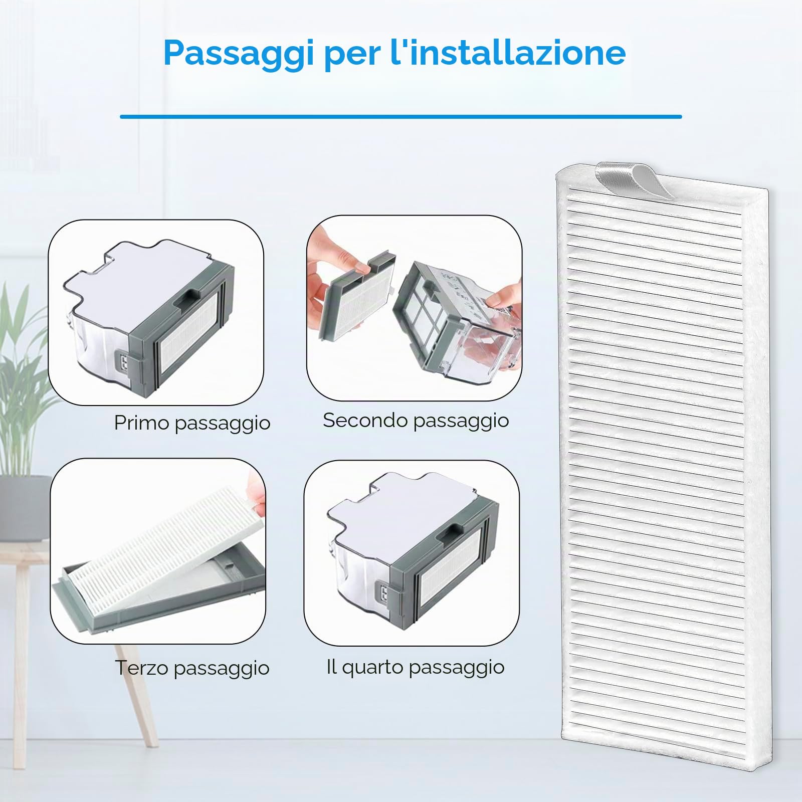 (4 Pezzi) Filtro HEPA Compatibile con Lefant M210 M213 M210S M210B M213S, OKP Life K2 K3 K3A K4 K5, Filtro Robot Spazzatrice Parti di ricambio Filtro Aspirapolvere Accessori