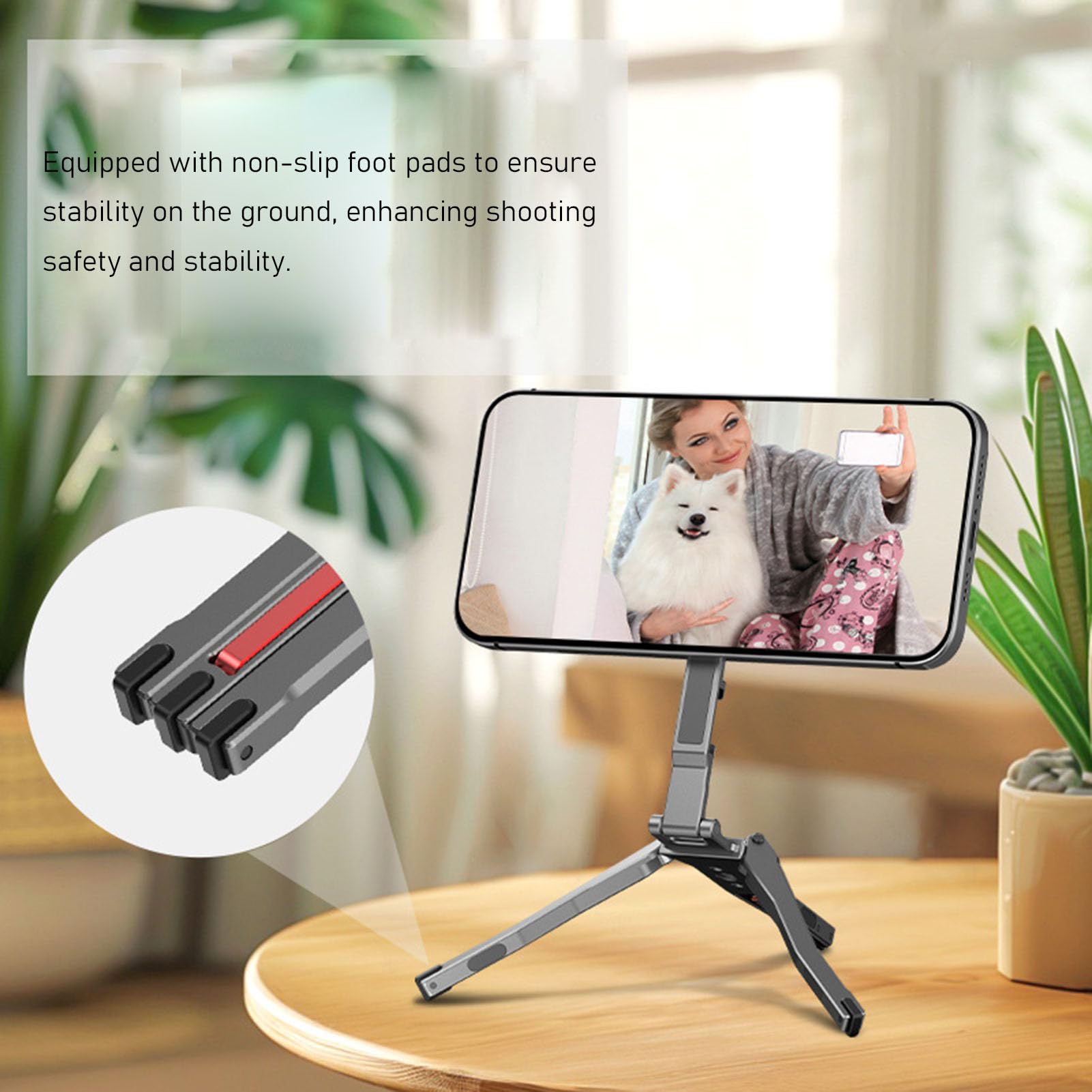Supporto tripode magnetico per telefono, bastone selfie pieghevole in lega di alluminio con potente magnete, tripode compatto per cellulare per streaming live, videochiamate e uso
