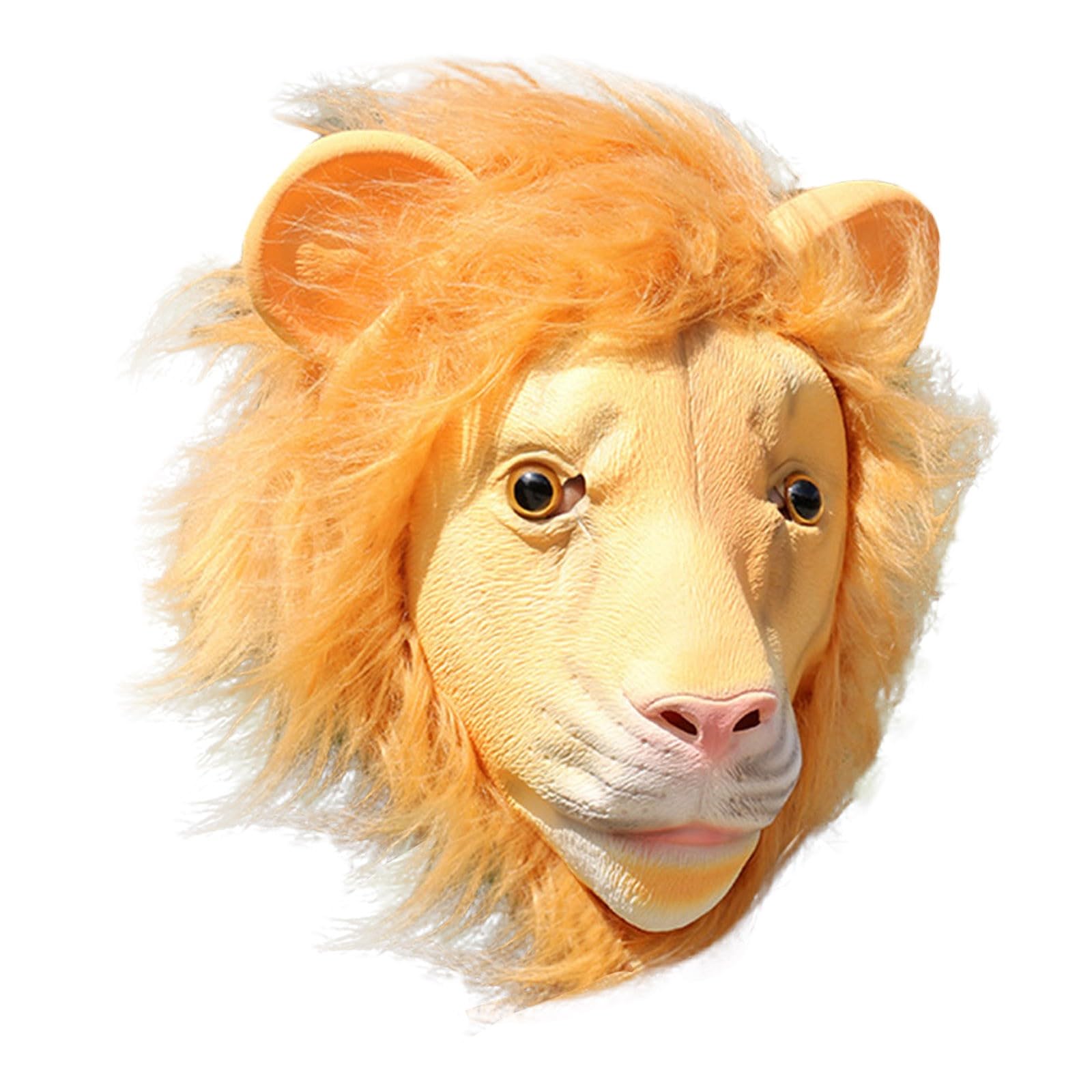 Halloween Lion Head Mask for Adults, Natural Latex Lion Costume Mask for Halloween Parties and Cosplay