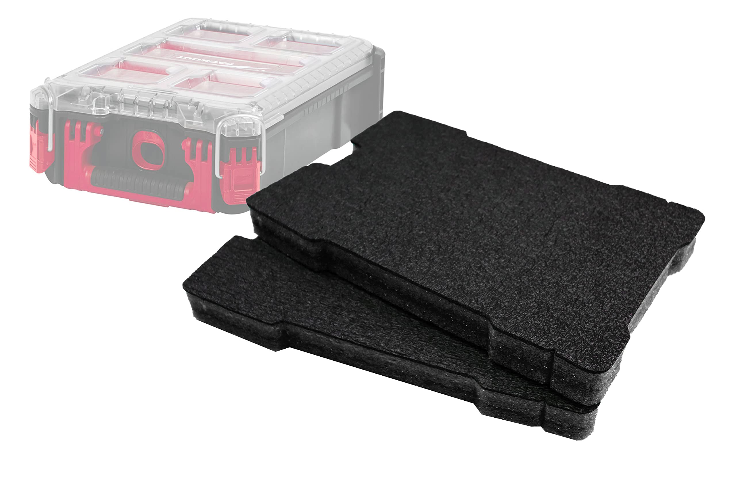 Shadow Foam Packout Compact Organiser Inserts – Perfect Fit for Milwaukee Packout Compact Organiser [Black 30mm Twin Pack] Easy Peel Foam for Milwaukee Packout System