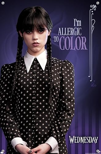 Miniatura 4 de Trends International Wednesday - Póster de pared con texto en inglés "I'm Allergic To Color", 14.72 x 22.37 pulgadas, paquete de póster premium y